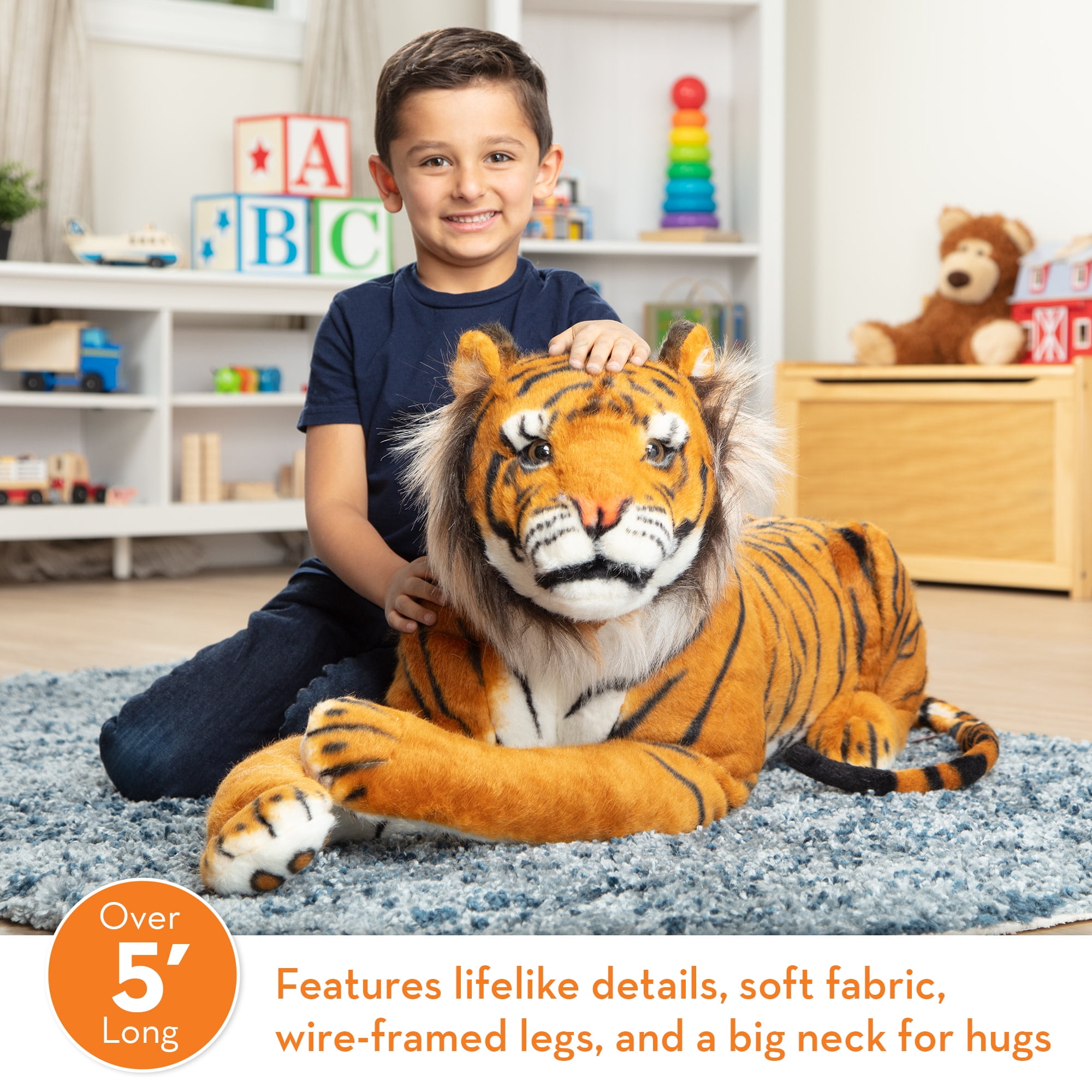 Melissa & Doug Giant Tiger - Lifelike Stuffed Animal, Over 5 Feet Long (Includes Tail) - Image 2