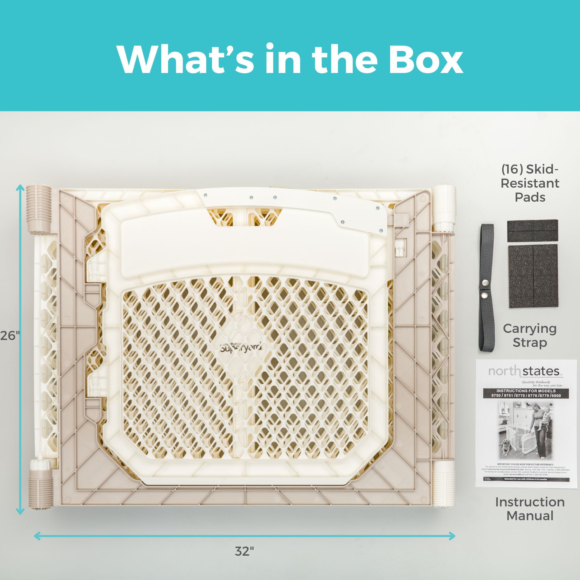 Toddleroo Superyard Ultimate 8-Panel Portable Indoor & Outdoor Baby Play Yard, Ivory - Image 2