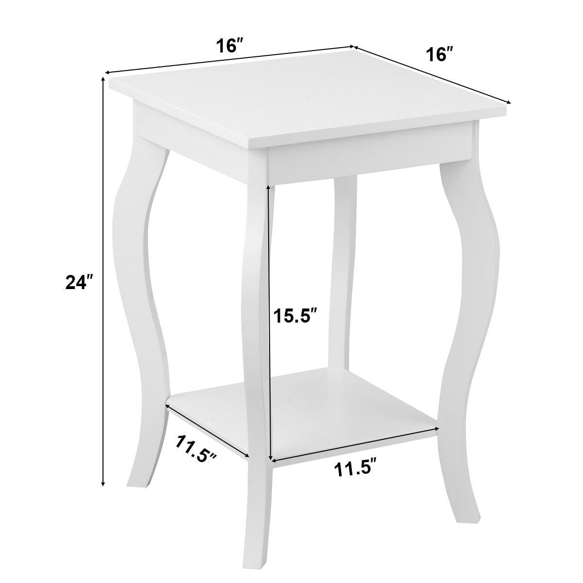 Gymax Set of 2 Accent Side Table Sofa End Table Night stand Coffee Table w/ Shelf White - Image 10