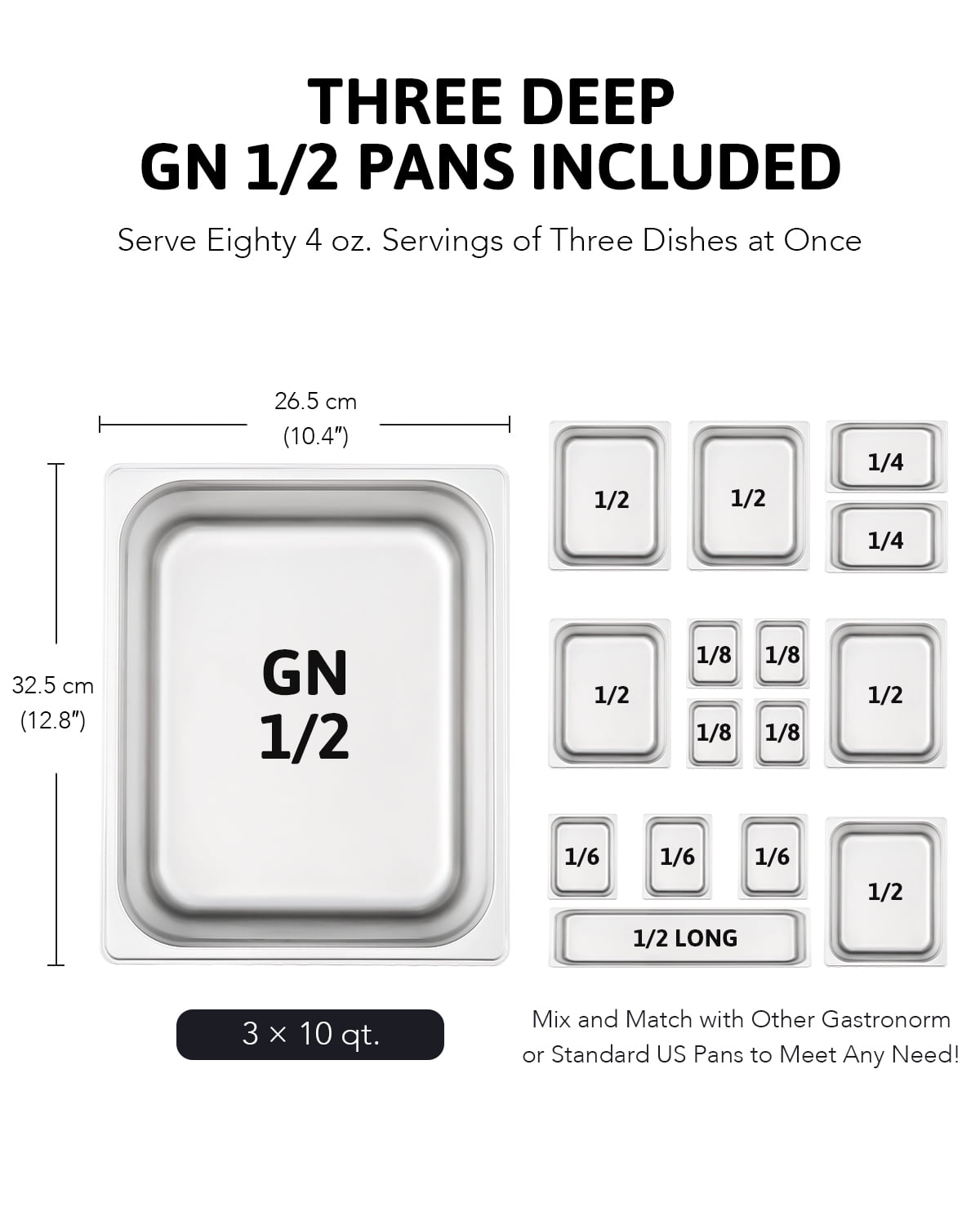 Wilprep Commercial Food Warmer,6 Pan Bain Marie Bain Marie Food Warmer with Glass Shield,Electric Countertop Food Warmer - Image 9