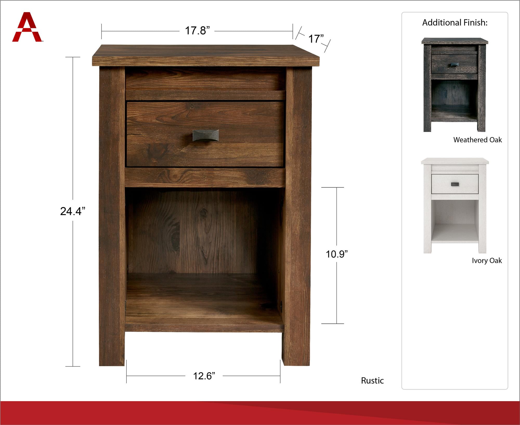 Woven Paths Scandi Farmhouse Nightstand, Ivory Oak - Image 11