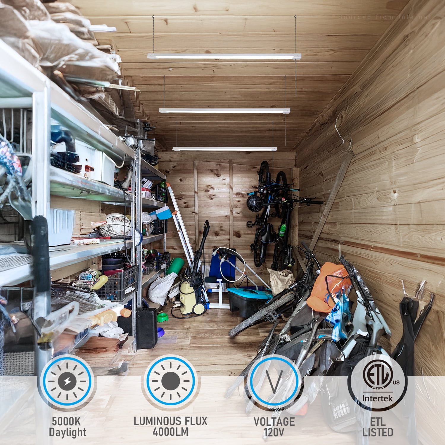 10 Pack LED Shop Light for Garage 4ft, Linkable, 5000K Daylight, 40W, Surface Mount & Suspended Mount - Image 5