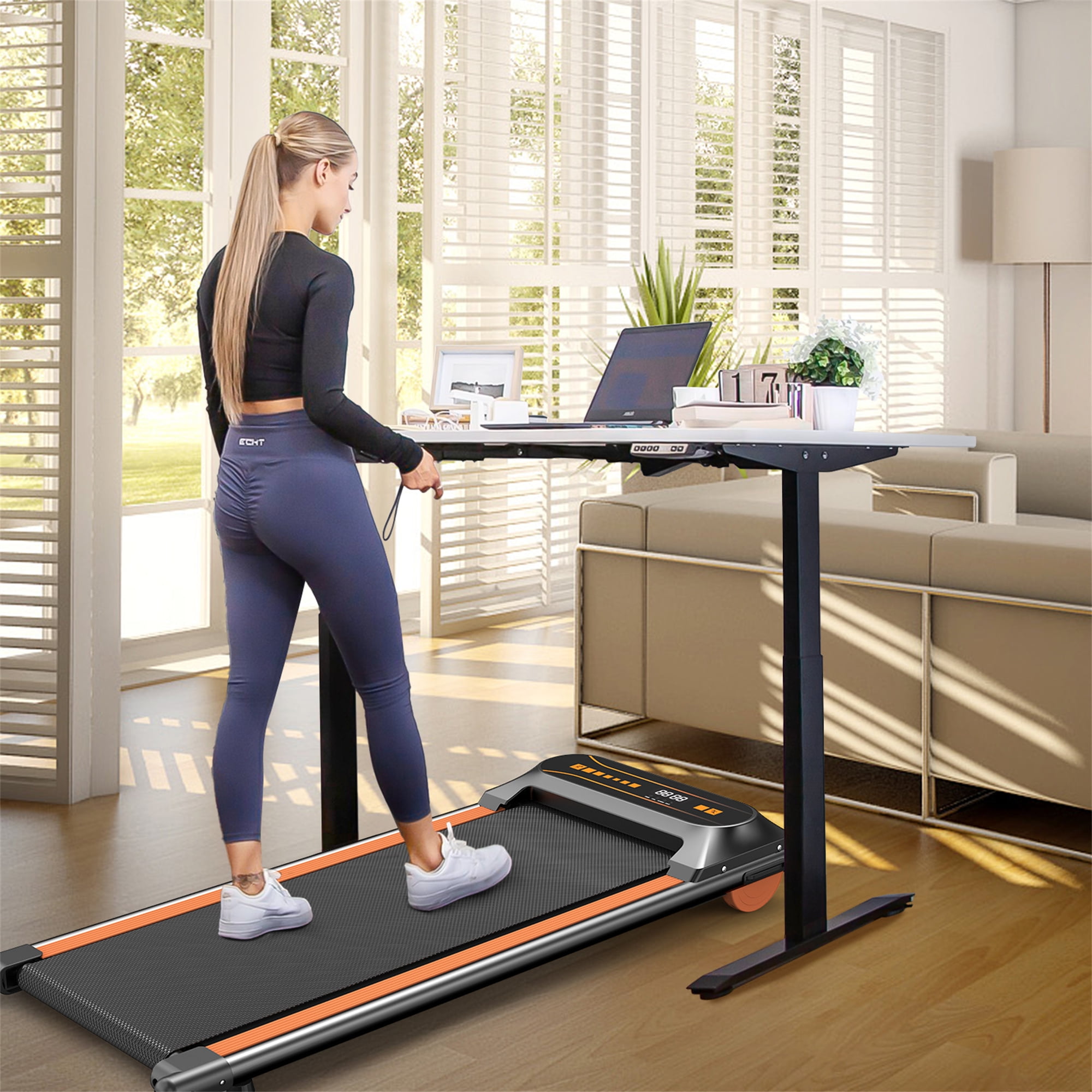 Aukfa Walking Pad Treadmill with Incline, Under Desk Treadmill Portable Treadmill for Home Office Walking Running, 265 lb Capacity, 4 mph Speed, Orange - Image 7