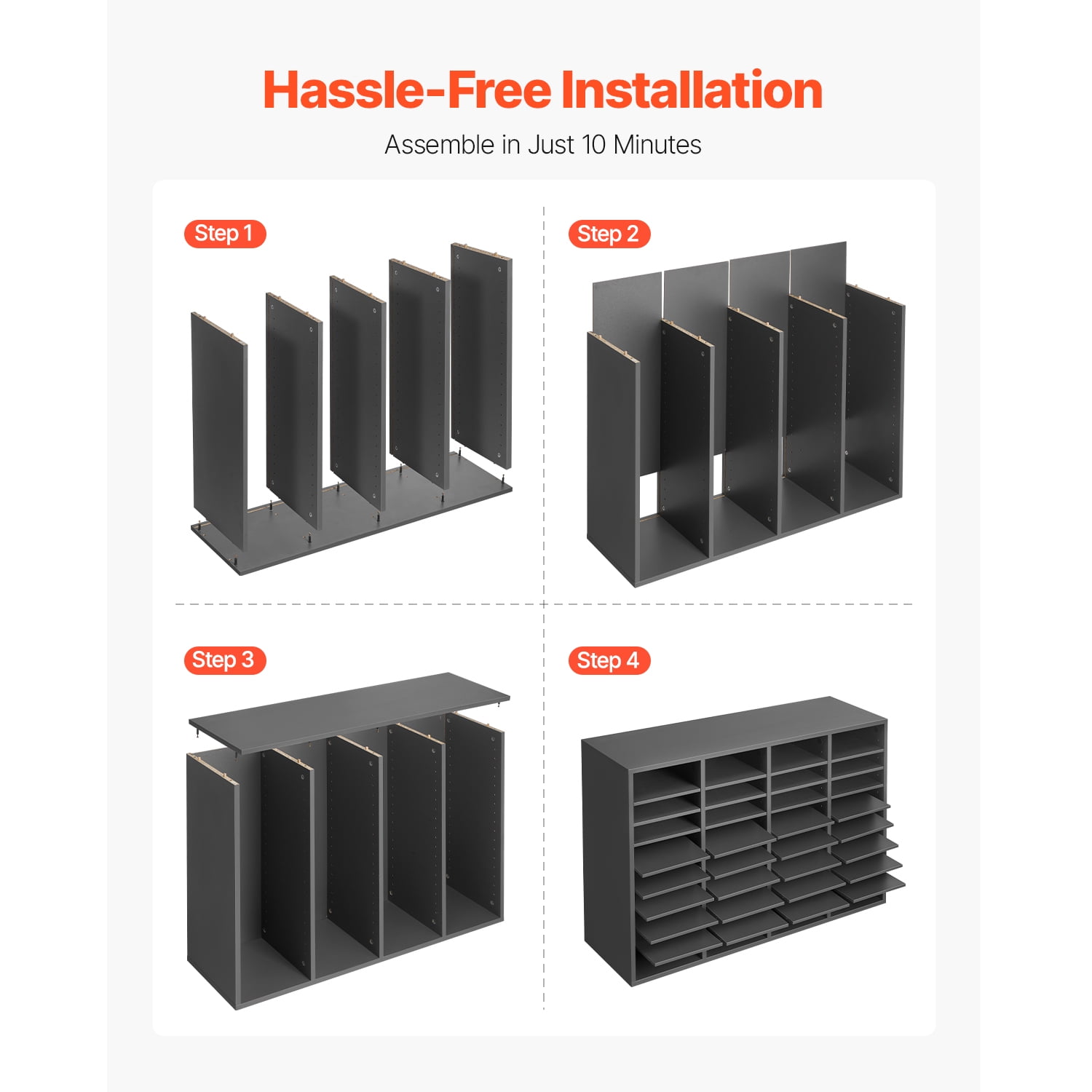 KFFKFF Document Divider, 36 Slots Office Postbox with Modifiable Racks, Timber Post Sorter Medium Density Fiberboard for Office, Home, Classroom Storage of Files, Records, Documents, Ashen - Image 9