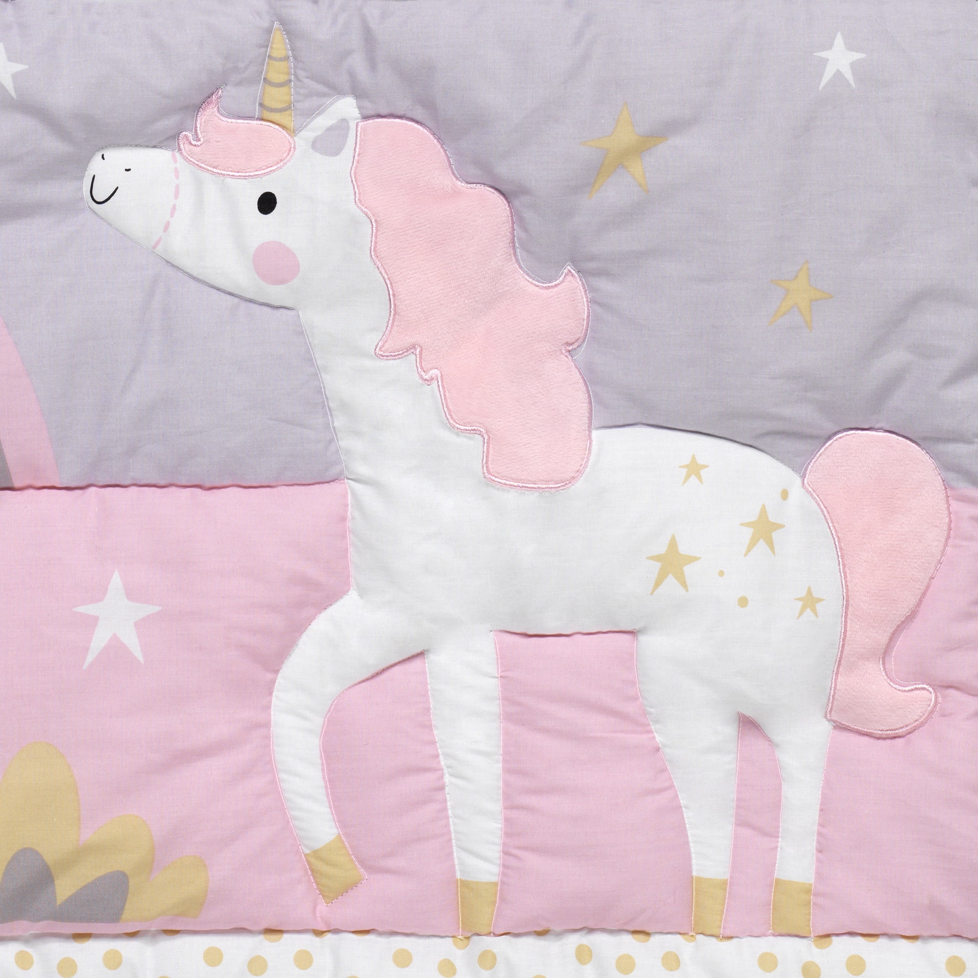 Bedtime Originals Rainbow Unicorn 3-Piece Crib Bedding Set - Pink, Purple - Image 2