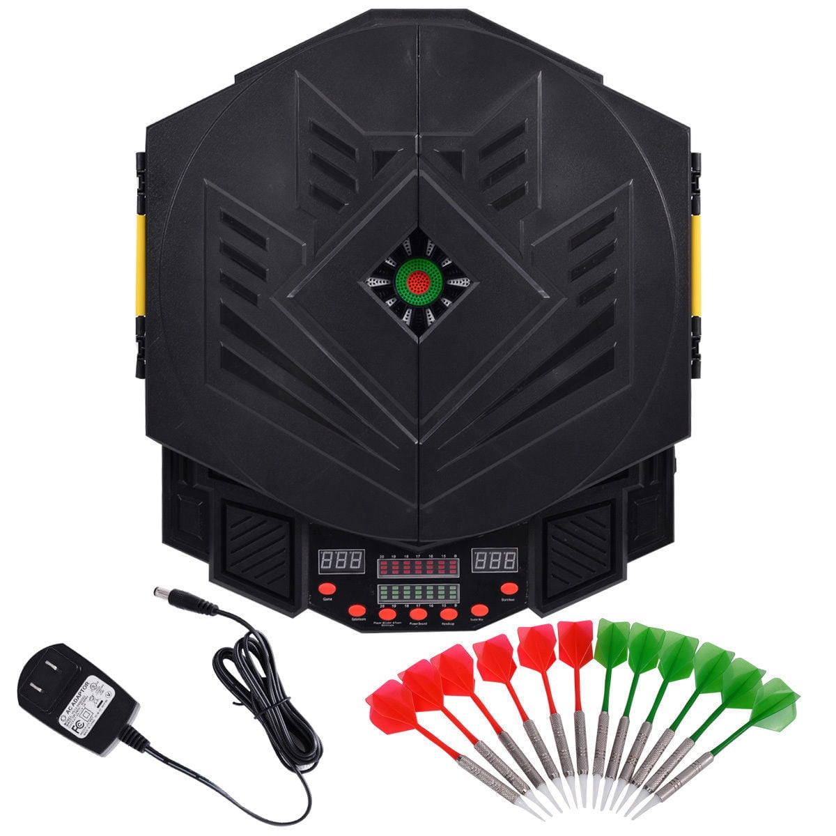 Costway Professional Electronic Dartboard Cabinet Set w/ 12 Darts Game Room LED Display - Image 2