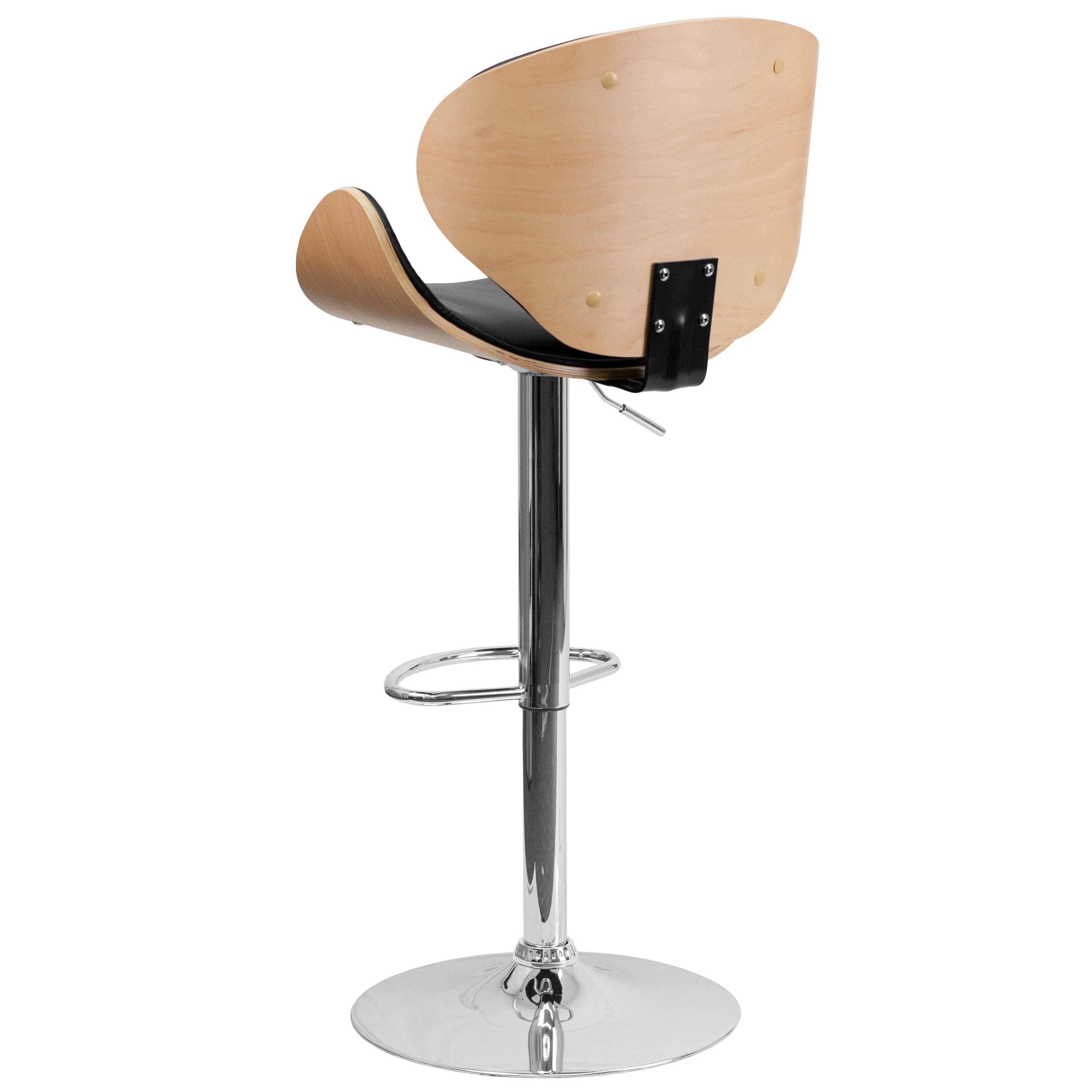 Flash Furniture Farley Beech Bentwood Adjustable Height Barstool with Curved Back and Black Vinyl Seat - Image 4