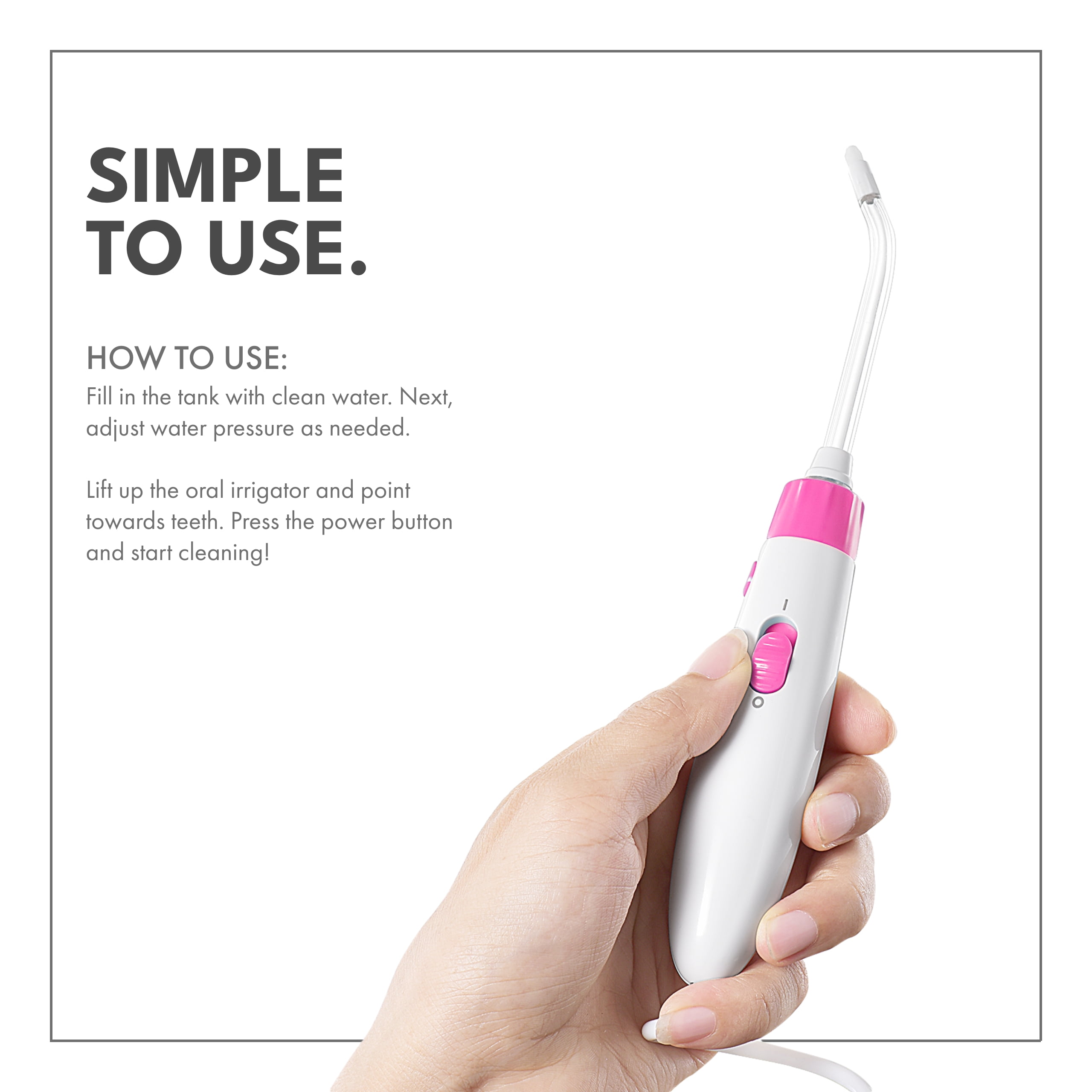 ToiletTree Products Water Flosser for Kids BPA-Free Portable Water Flosser with 600ml Capacity, Pink - Image 5