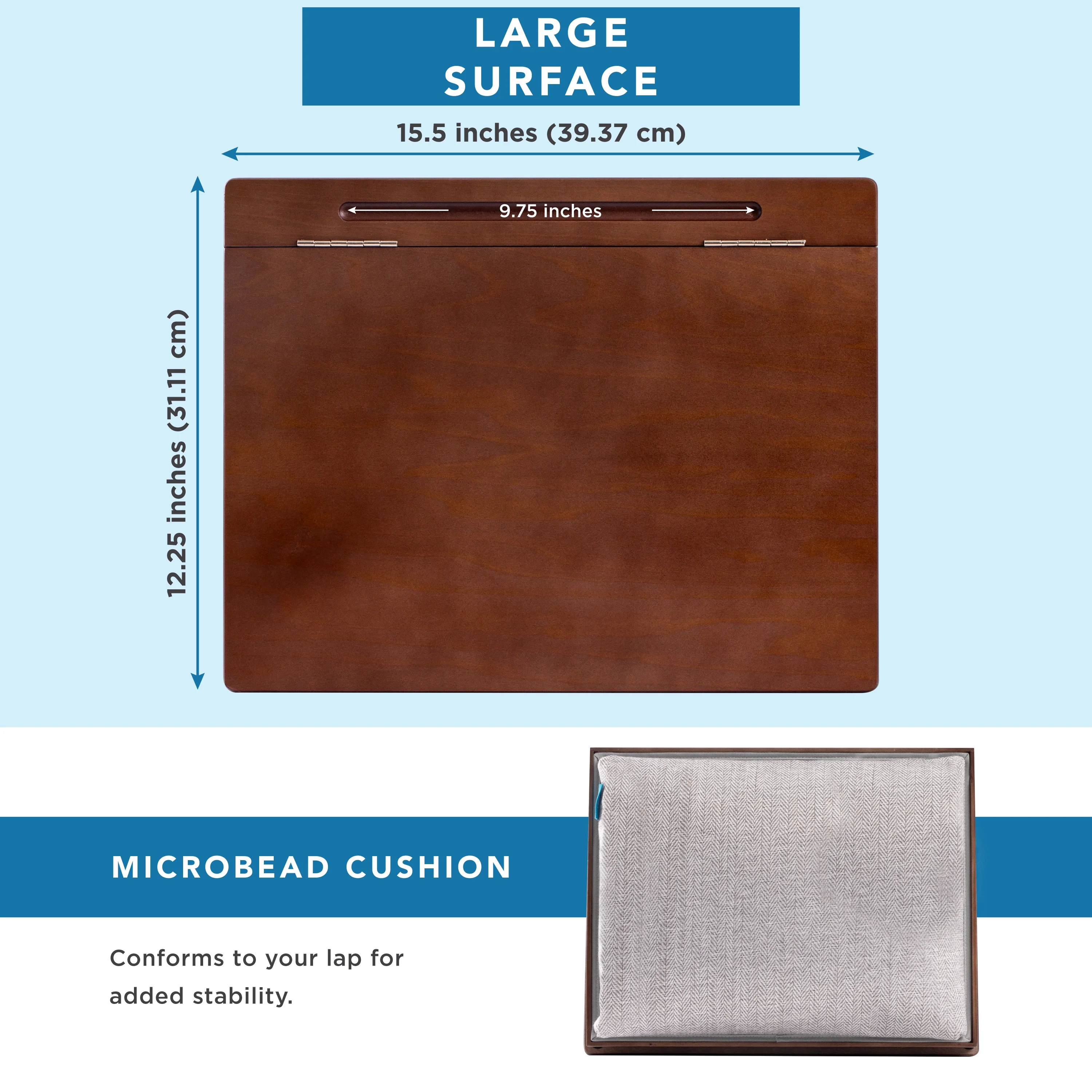 LapGear Schoolhouse Wood Lap Desk with Storage, Java - Image 2