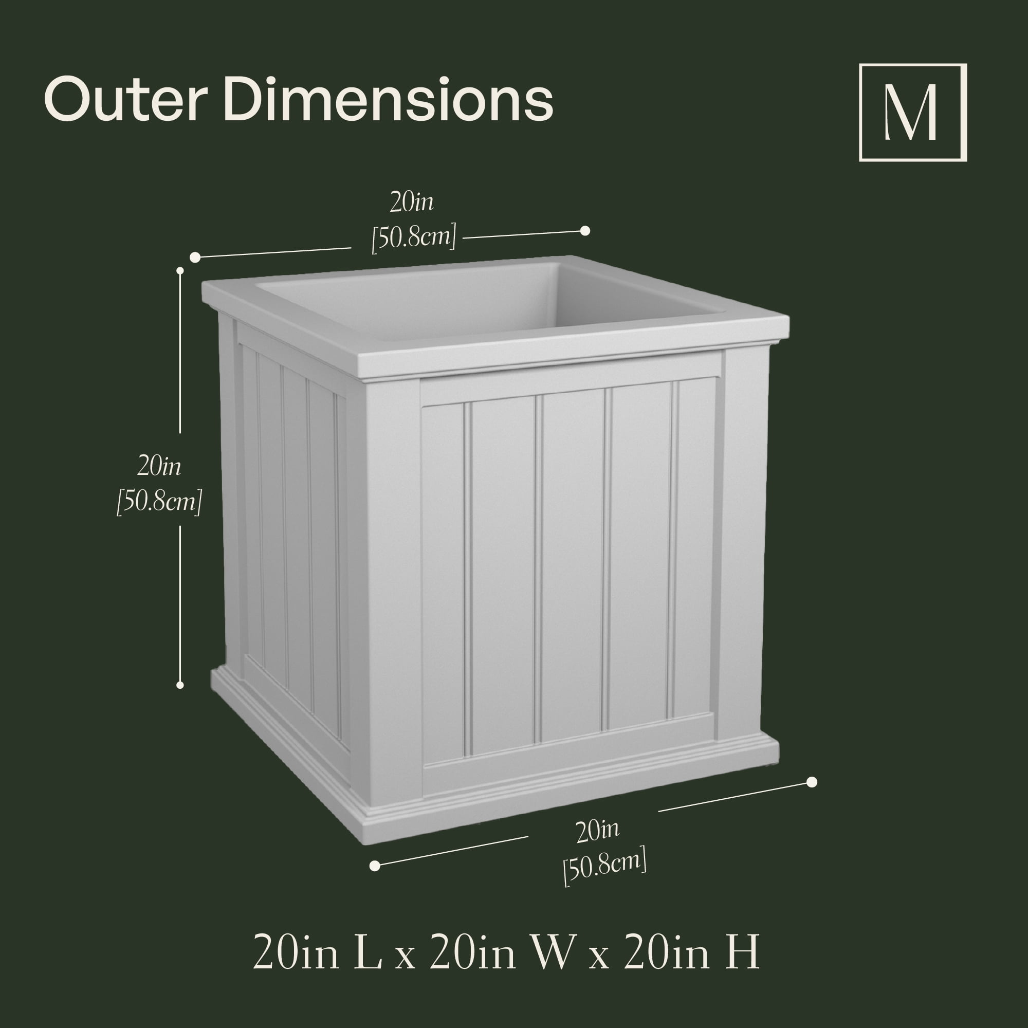 Cape Cod 20" x 20" x 20" Square Black Self-Watering Plastic Planter - Image 5