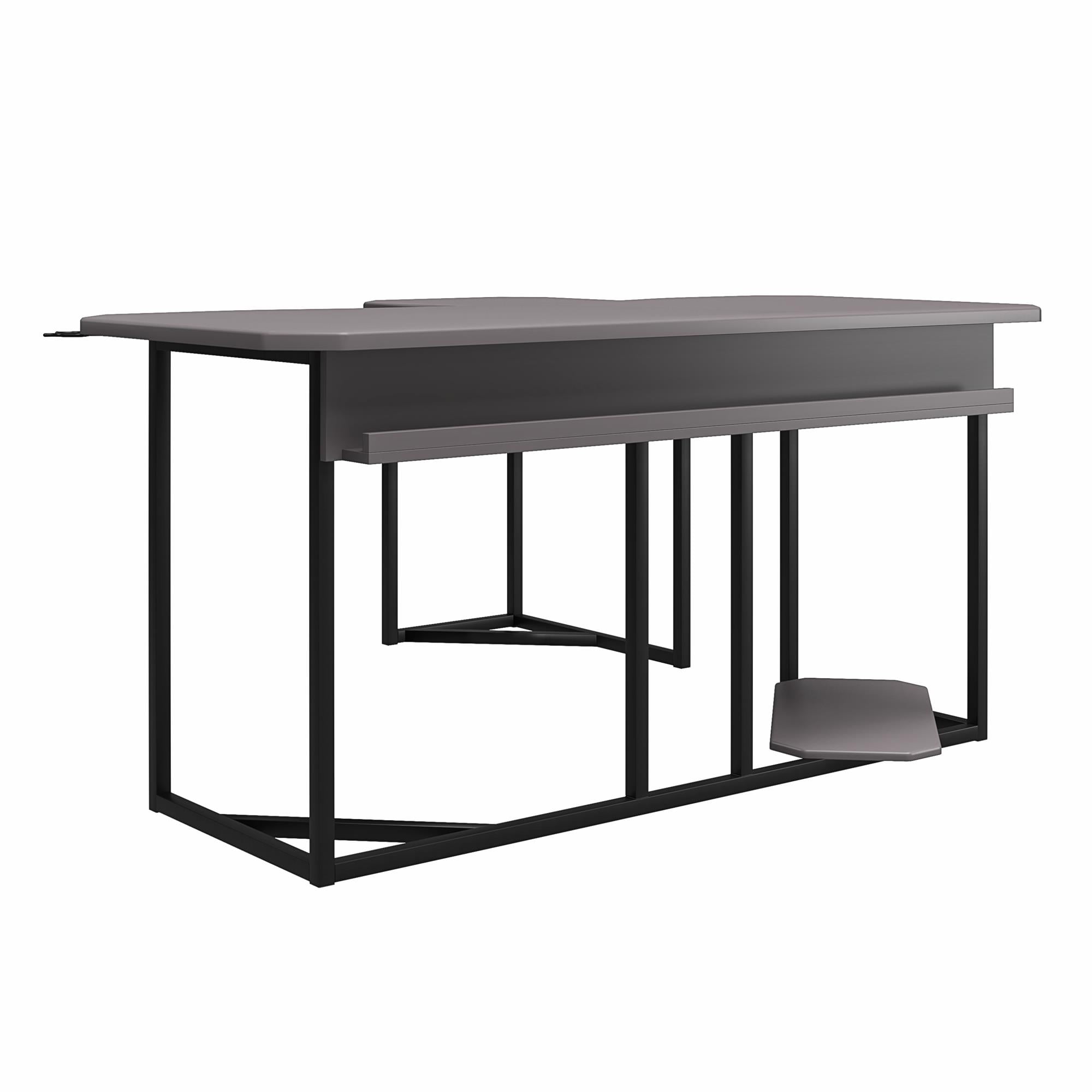 NTense Network Gaming L Desk with CPU Stand, Gray - Image 5