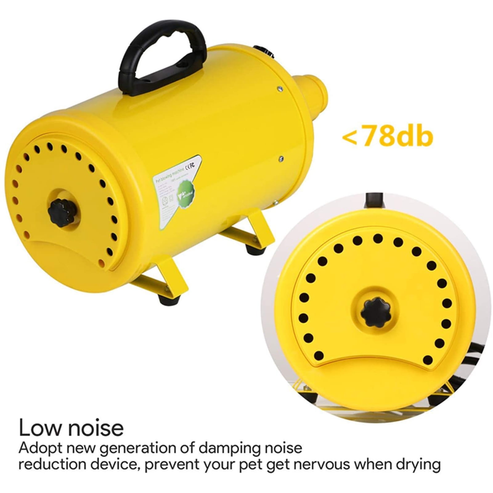 RichYa Professional Dryer for Large Dogs, Pet Hair Grooming Blower Blaster with Strong Power, Yellow - Image 7