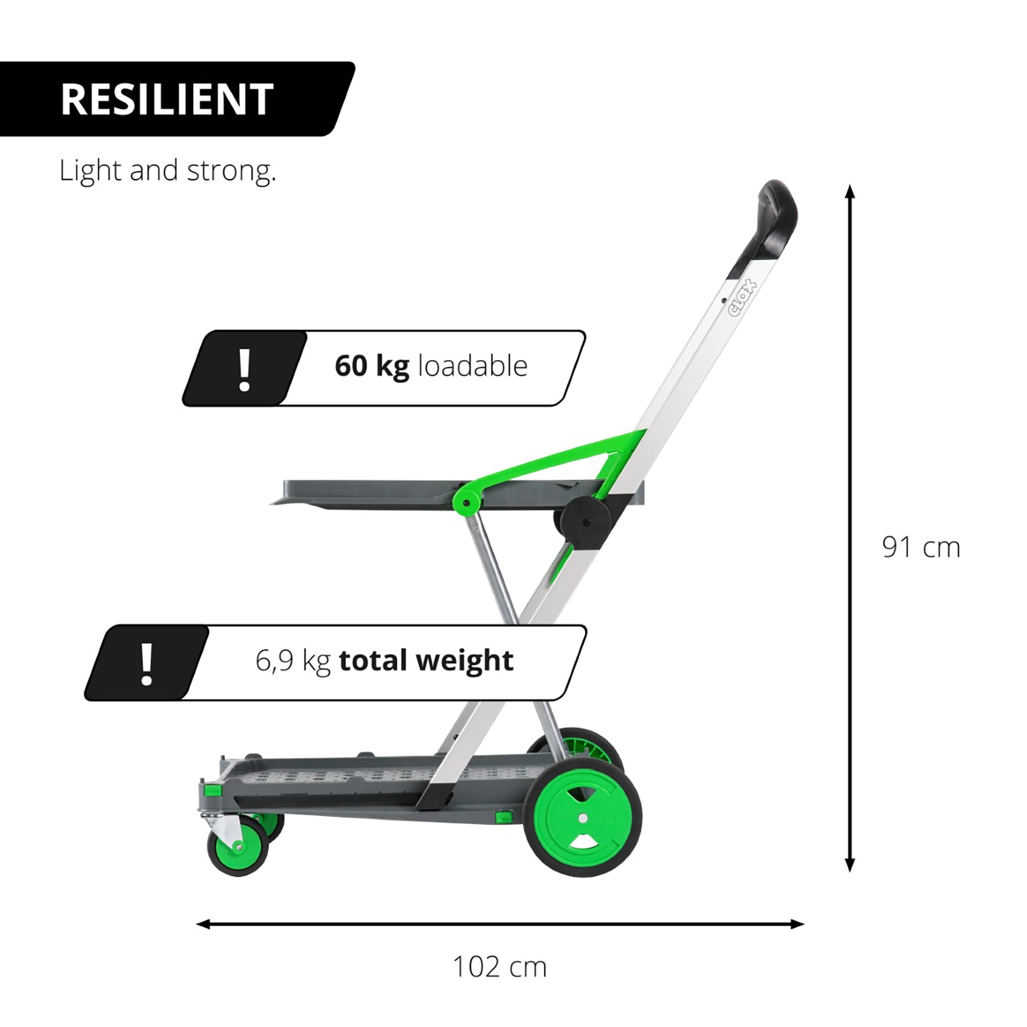 CLAX: The Original Transport Mobile Cart W/ Storage Crate, Green - Image 7