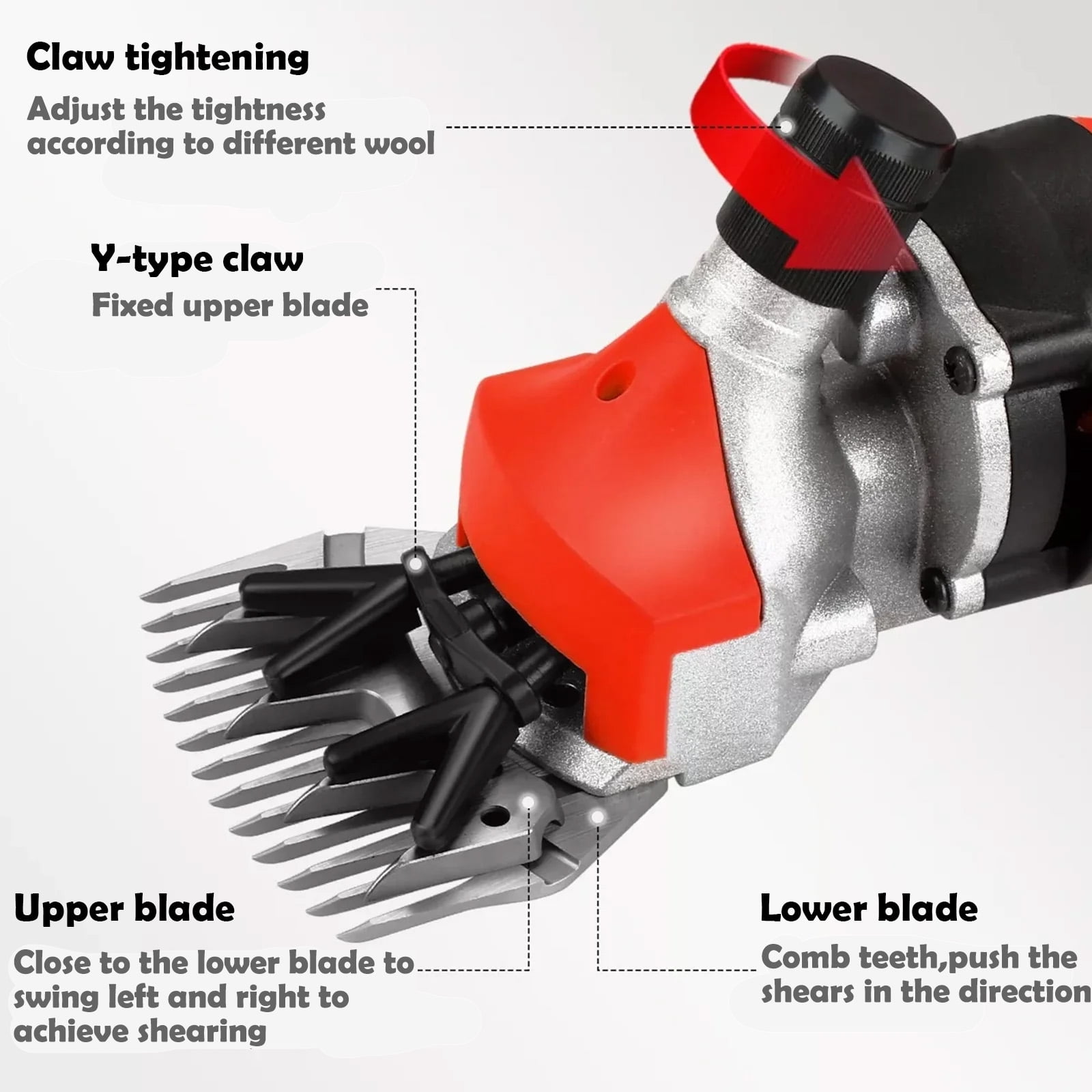 Petyoung 900W Electric Sheep Shears, 6-Speed Professional Grooming Clippers for Thick Coat Animals, Cats, Dogs, Pets - Image 5