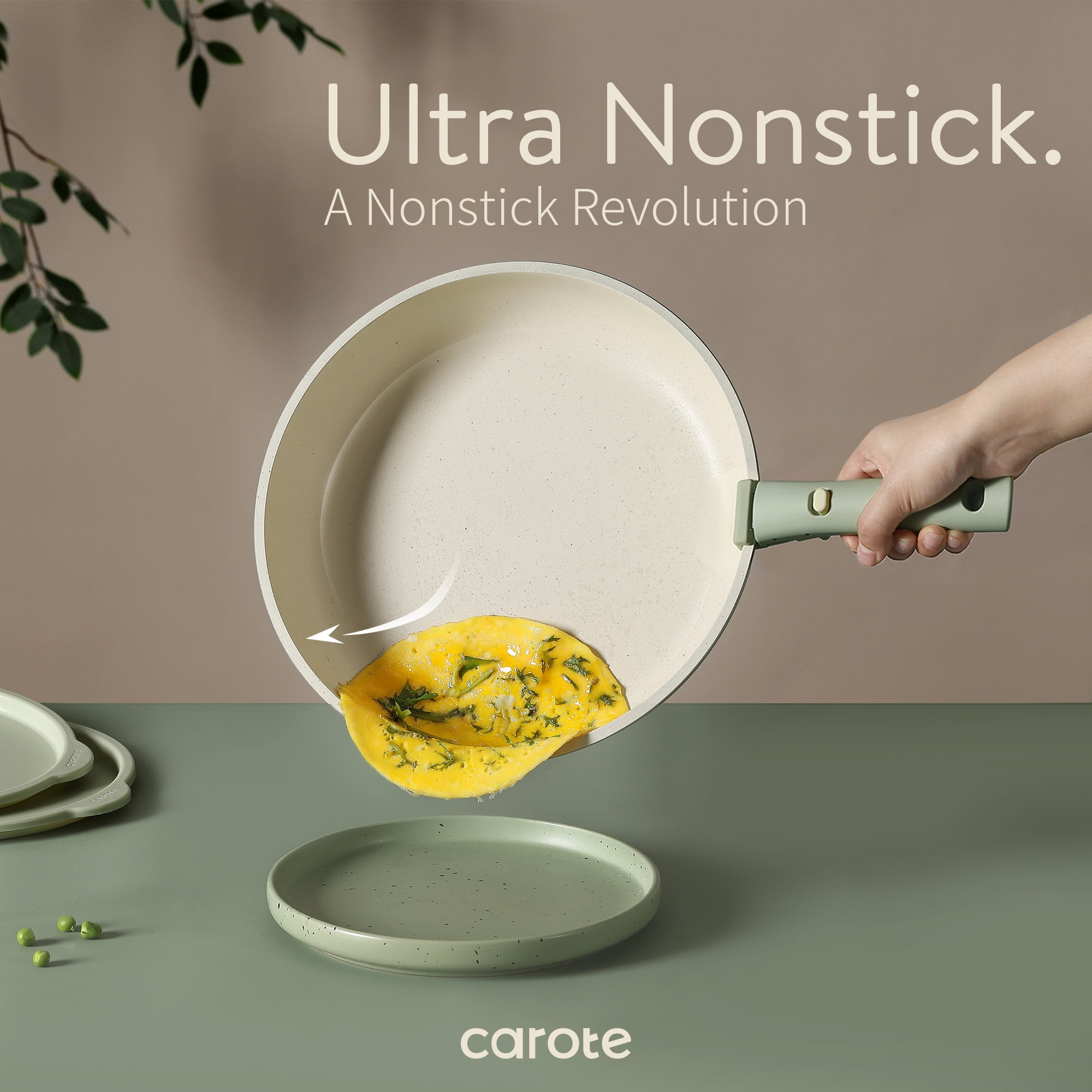 Carote 5 Pcs Pots and Pans Nonstick, Cookware Set with Detachable Handles, Oven Safe, Induction Ready, Stackable Kitchen Cooking Set, Green - Image 7