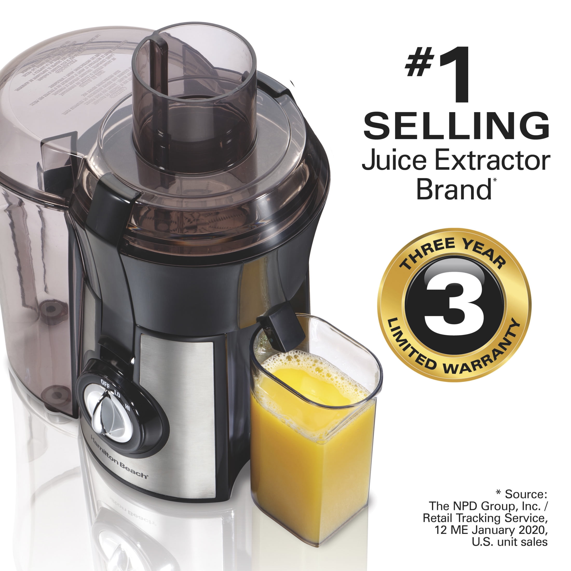 Hamilton Beach Easy Clean Juicer Machine for Fruits and Vegetables with Easy Sweep Cleaning Tool & Extra Large Chute, Extractor de Jugos, Black & Stainless - Image 6