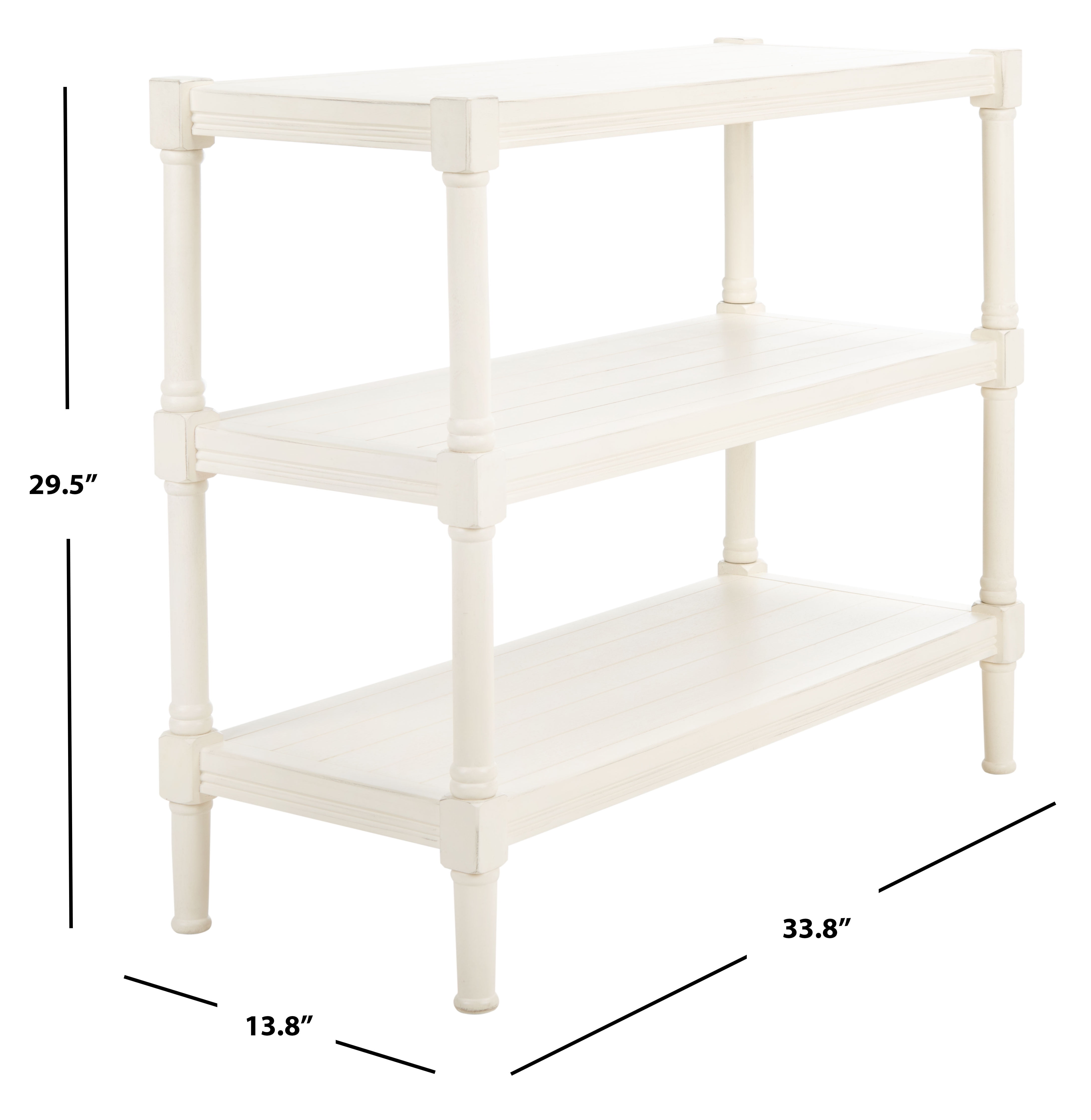SAFAVIEH Rafiki Distressed White Wood Console Table with Shelf (33.8 in. W x 13.8 in. D x 29.5 in. H) - Image 7