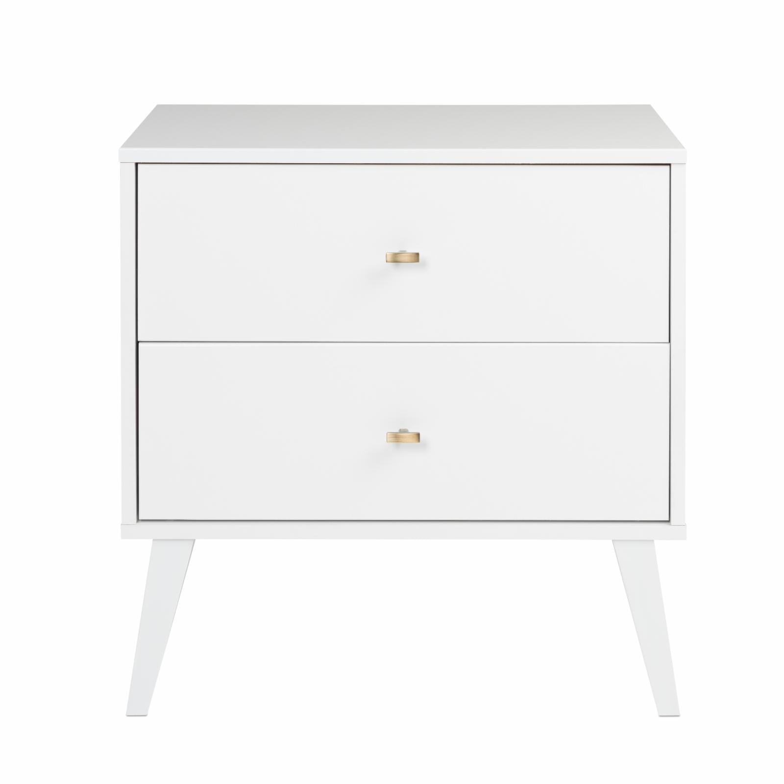 Prepac Milo Mid-Century Modern 2-Drawer Nightstand, 16"D x 25"W x 25"H, White - Image 7
