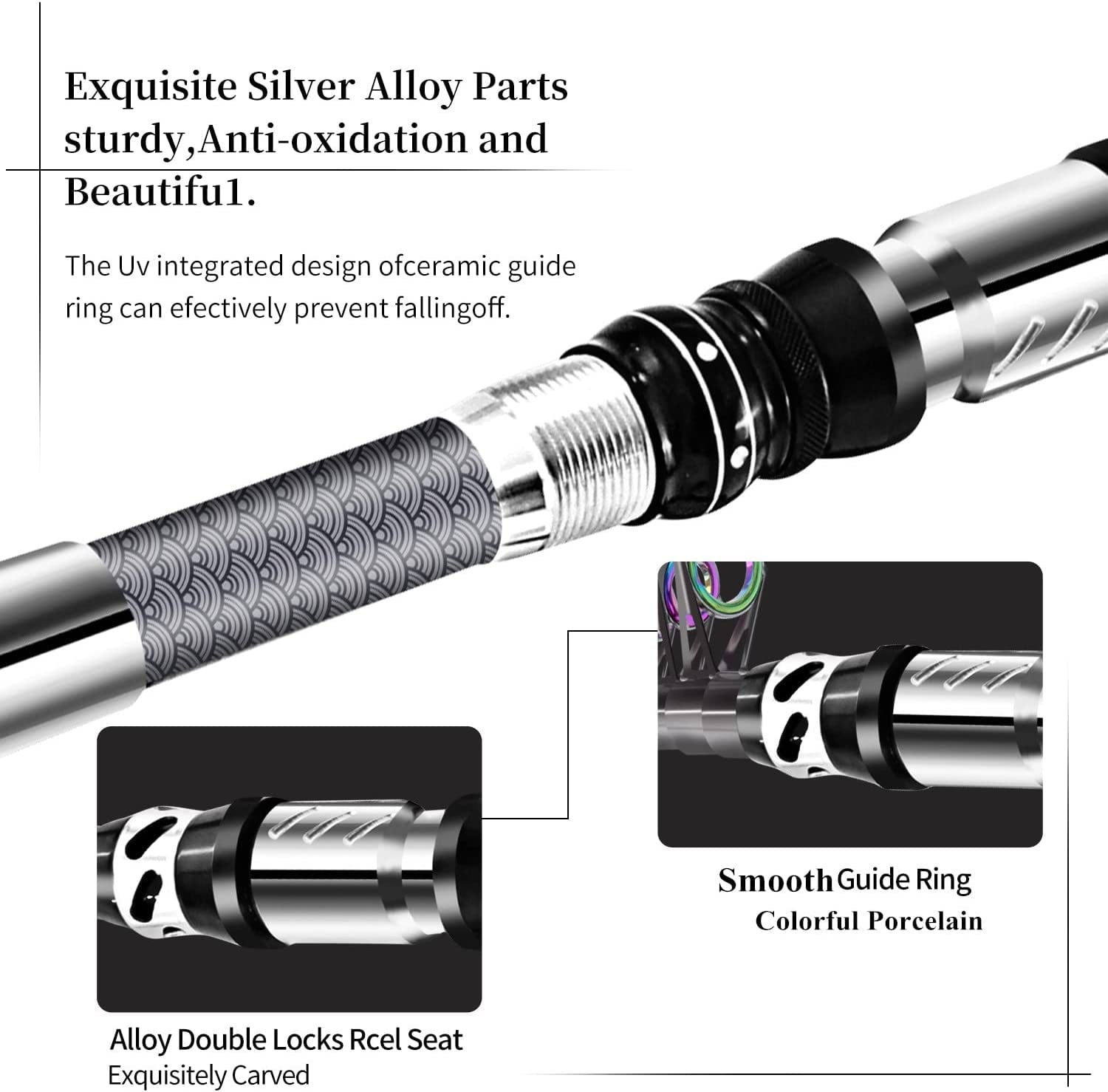 BNTTEAM Portable Fishing Spinning Rod and Reel Combo set Carbon Fiber Fluorescent Rod Tip, with Fishing Lures Line Carrier Bag Kits for Travel Surf Saltwater Freshwater - Image 8