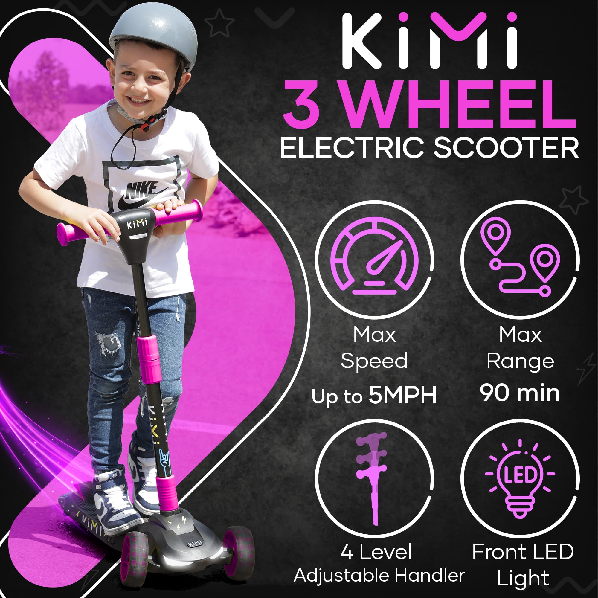 KIMI 3-Wheel Compact Electric Scooter for Children Ages 3-9, LED Safety Lights, 5MPH, 10-Mile Range - Image 38