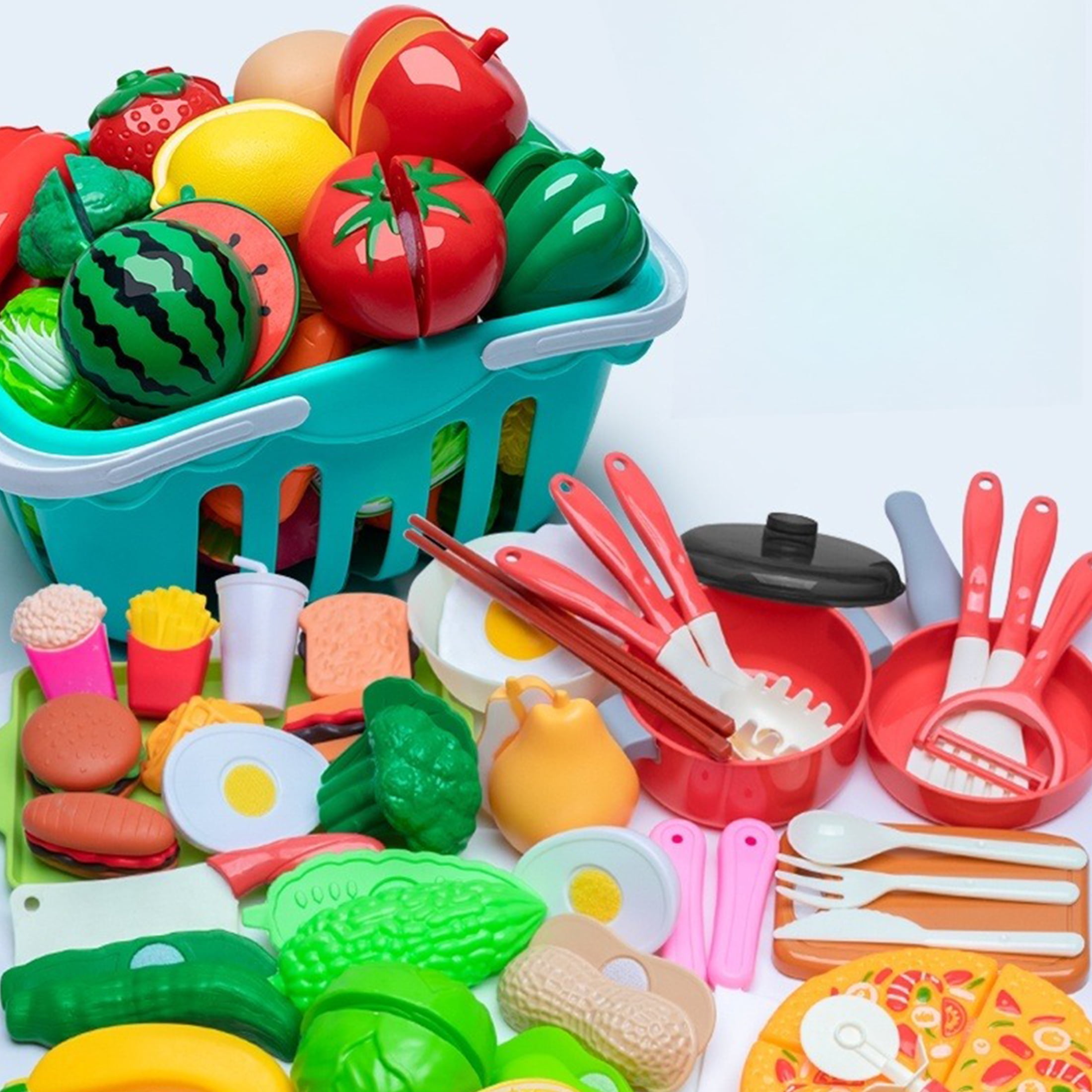 KOPPOP 36-Piece Play Food Toy Set for Toddlers, Pretend Kitchen Accessories with Cutting Fruits & Vegetables - Image 4