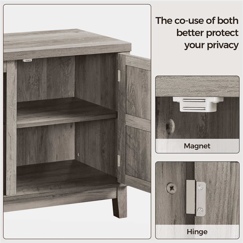 Alden Design Farmhouse Storage TV Stand for TVs up to 65", Gray - Image 9