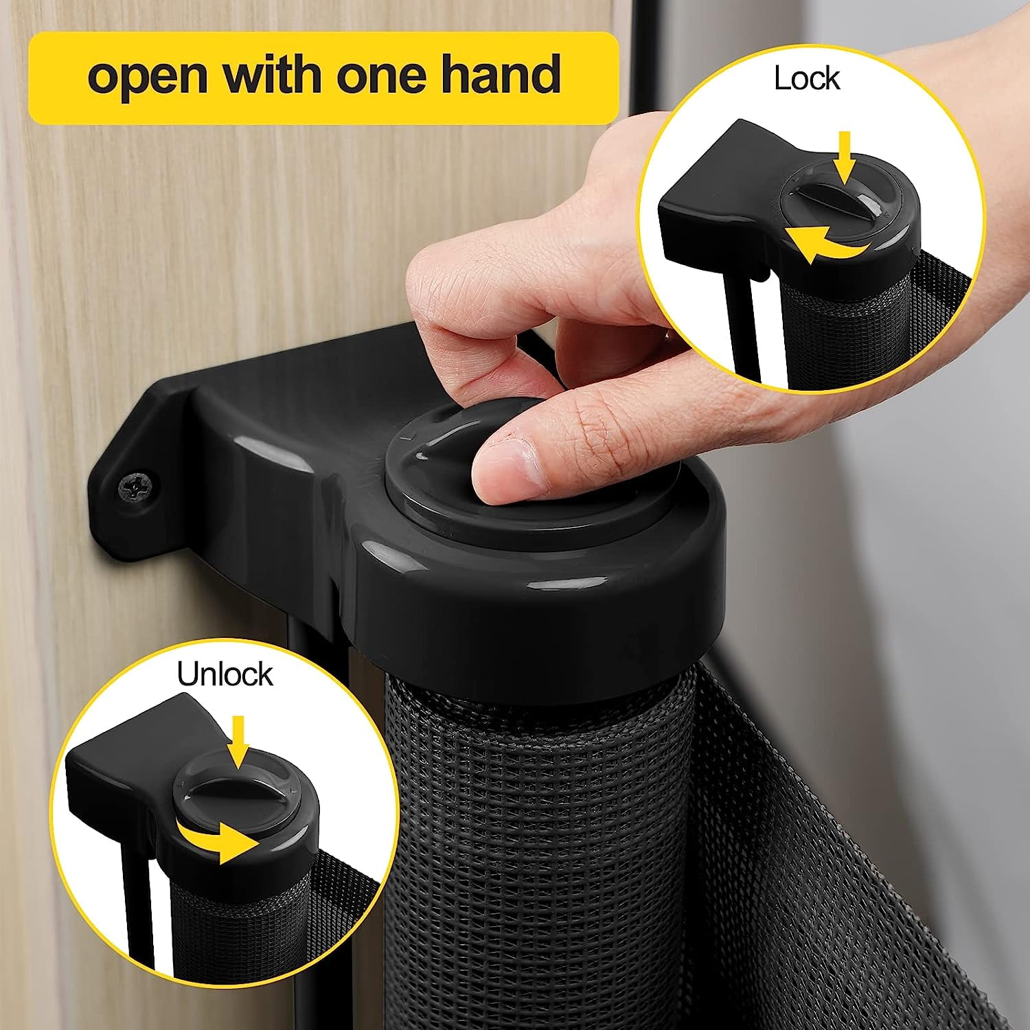 Fiuion 122'' Extra Wide Baby Gate for Large Openings Indoor and Outdoor Baby Gates for Doorways Extra Long Baby Gate Pet Gates for Dogs Indoor Extra Large Retractable Dog Gate for Stairs Black - Image 6