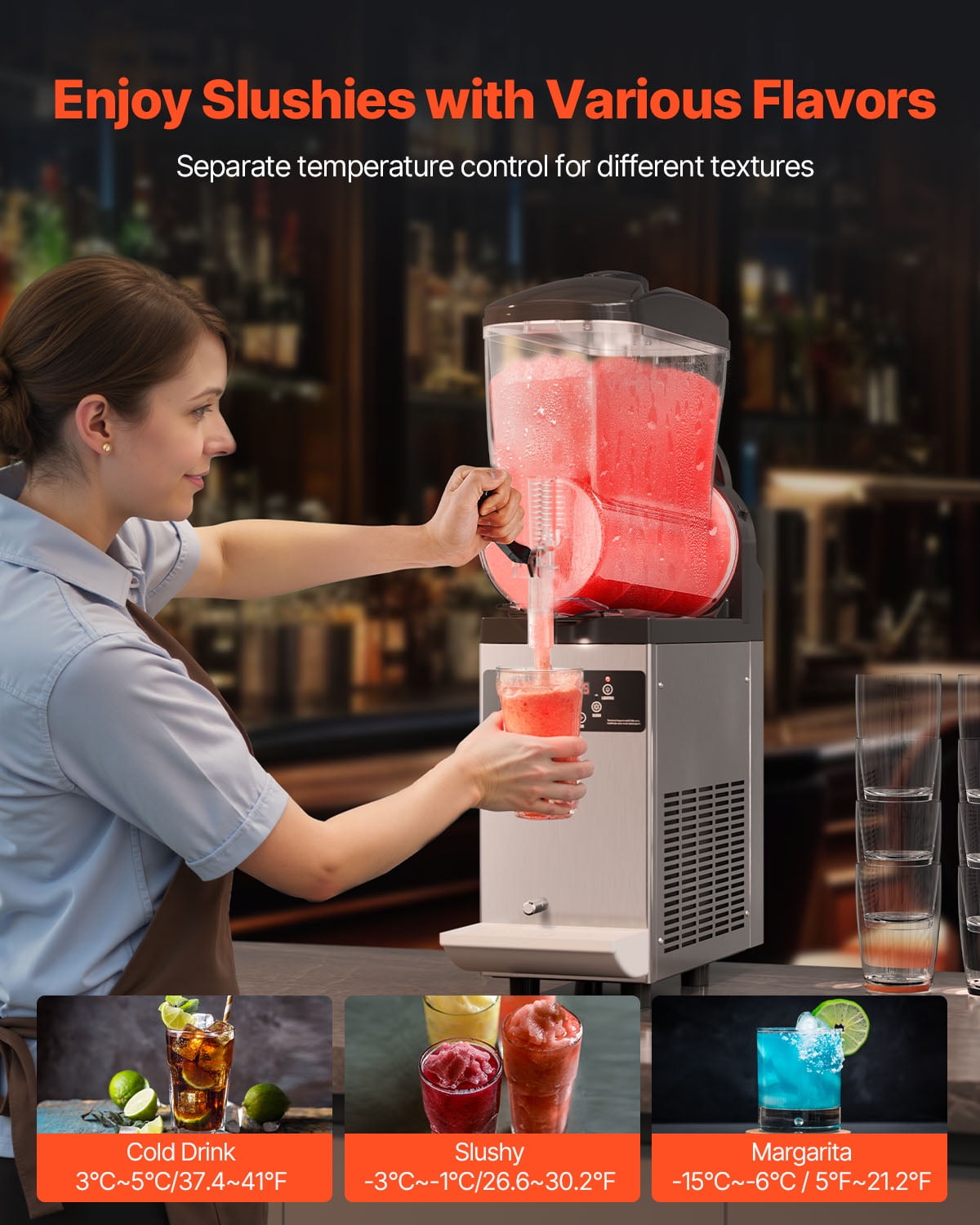 KFFKFF Commercial Slushy Machine, 12L Tank Slushie Machine, Frozen Drink Machine with Temperature Preservation, Slushy Maker Machine - Image 9