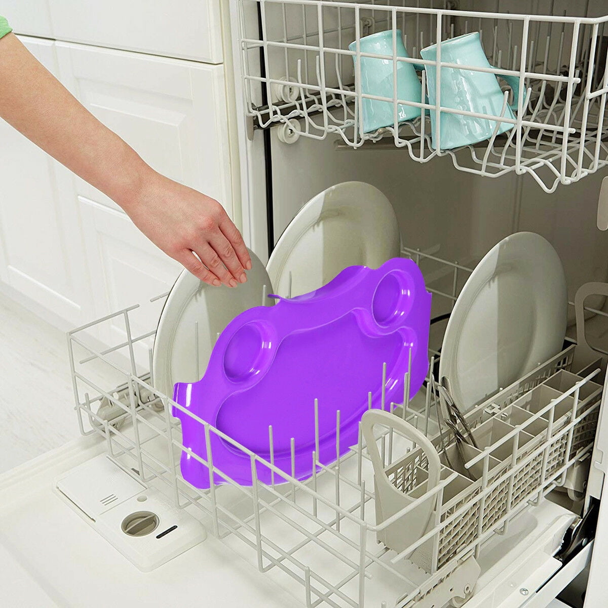 Costway 3 in 1 Baby High Chair Convertible Play Table Seat Booster Toddler Feeding Tray Purple - Image 2