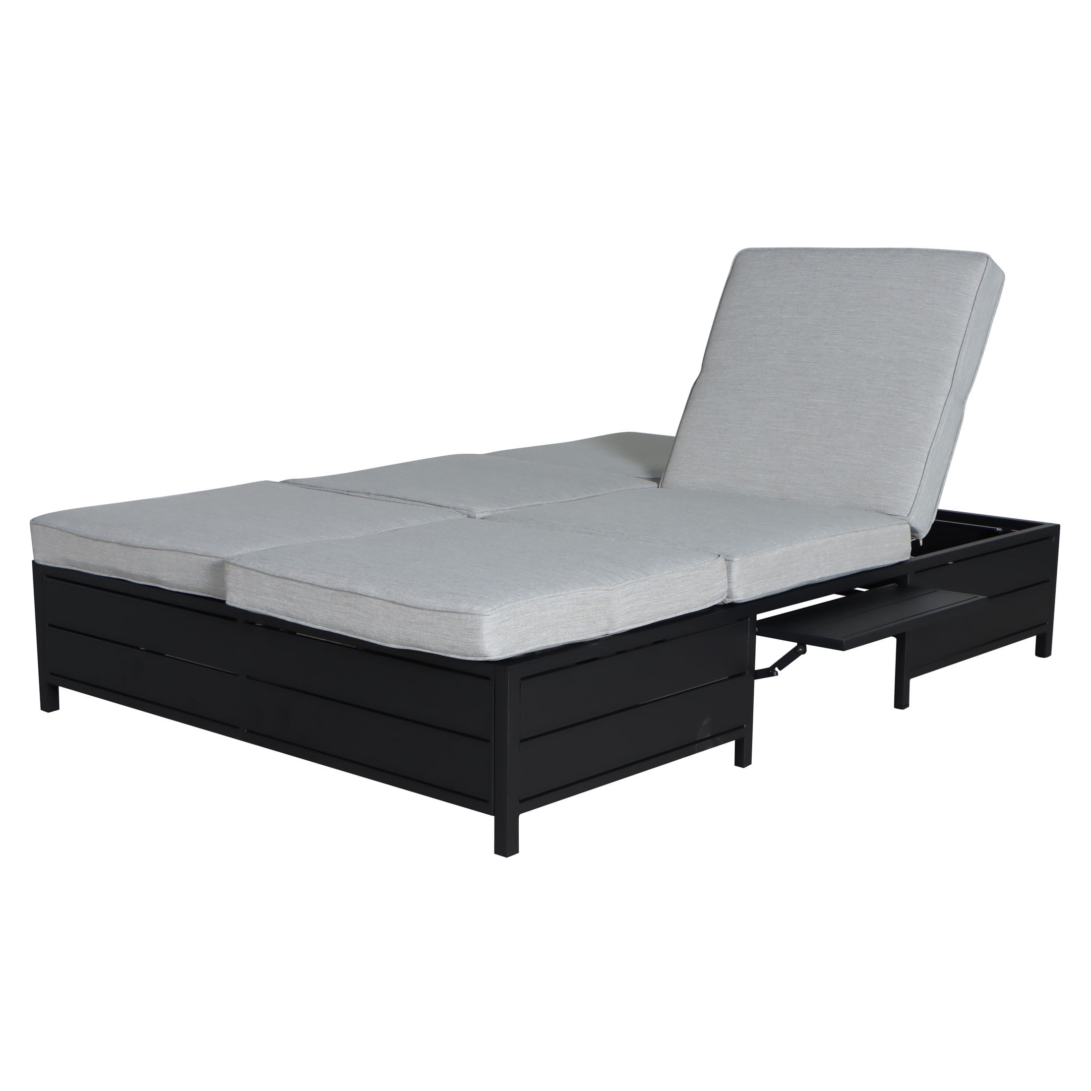 Mainstays Asher Springs Outdoor Double Chaise Lounge Bench- Black & Gray - Image 6