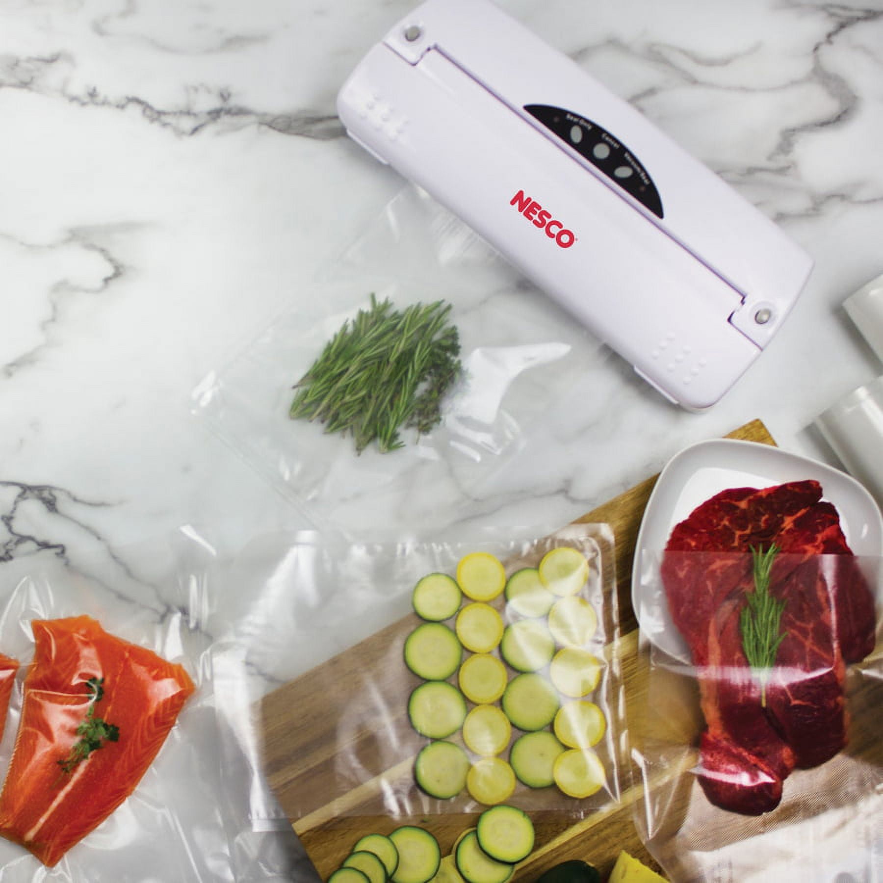 Nesco Food Storage Vacuum Sealer, Built in Roll Storage, 10 Quart bags + 10 Gallon Bags Included - Image 5