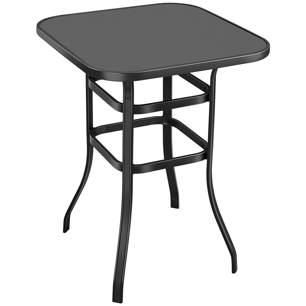 Renwick Outdoor 31.5" x 31.5" x 40.5" Square Metal Bistro Table with Tabletop, Black - Image 2