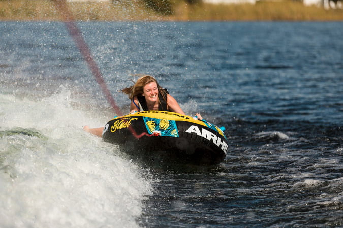 Airhead Blast Towable Tube for Boating, Heavy-Duty Nylon, Blue/Yellow - Image 10