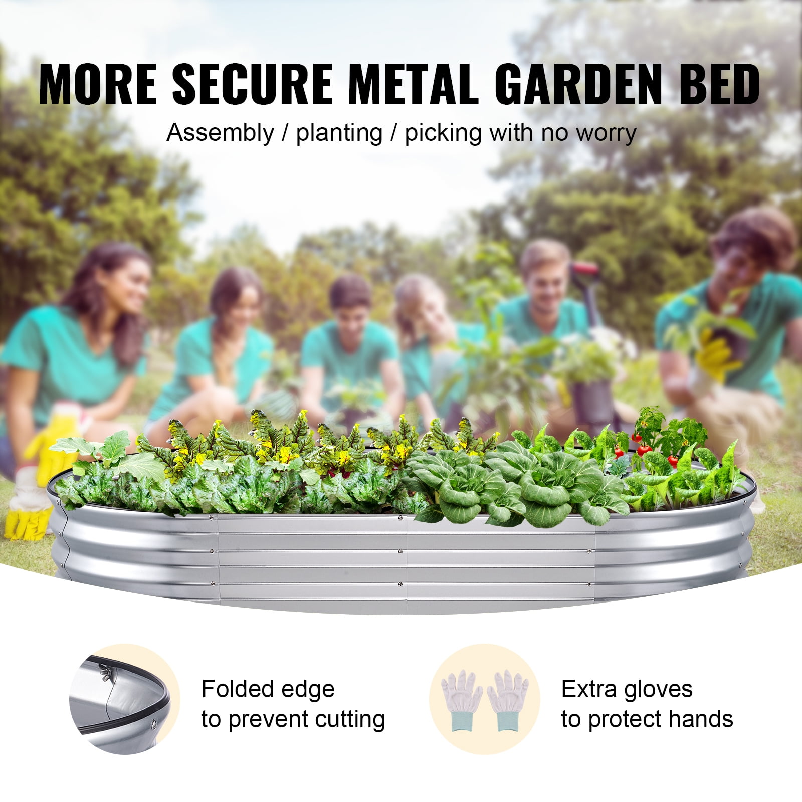 KFFKFF Galvanized Raised Garden Bed Planter Box 71.9x36.4x11" Flower Vegetable - Image 4