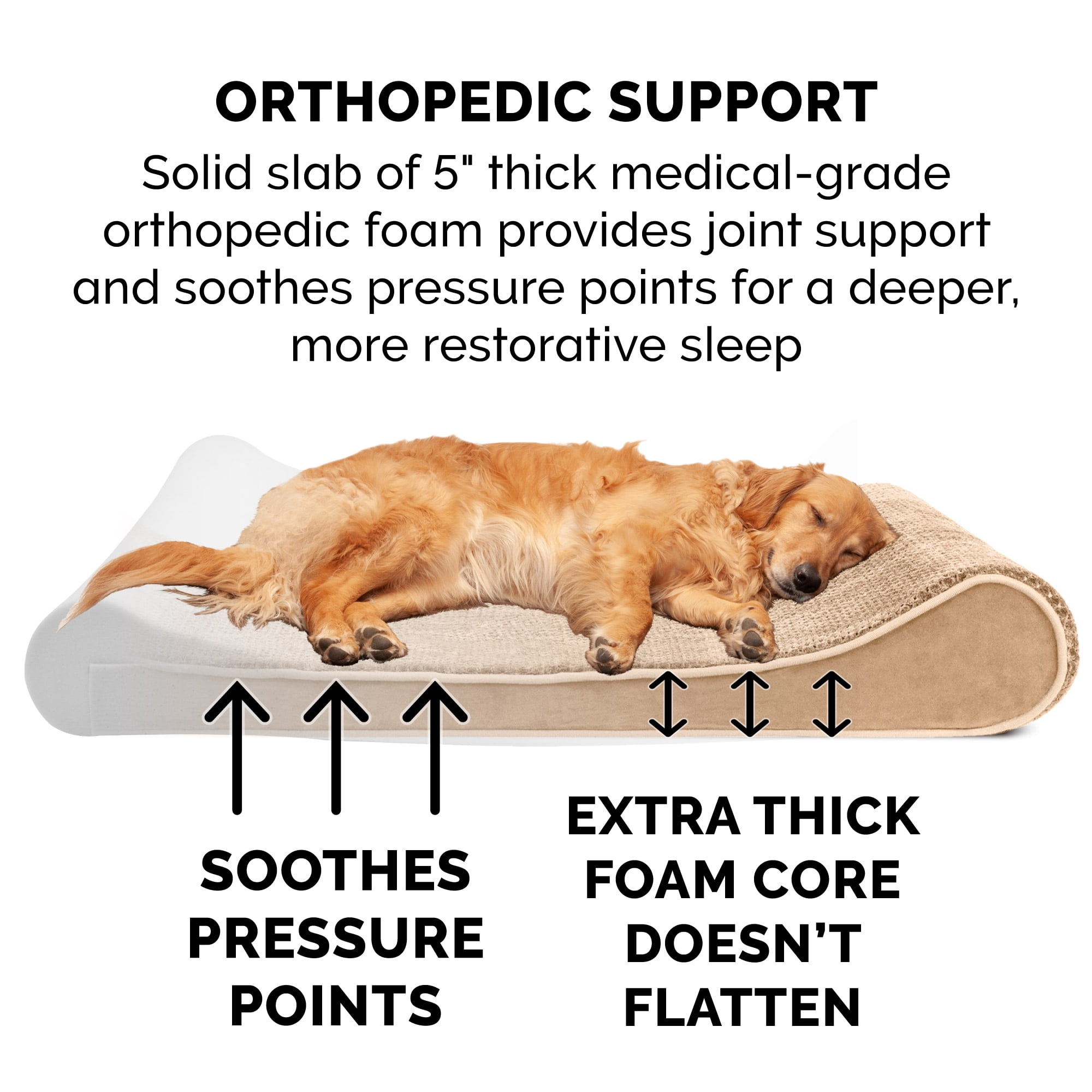 FurHaven Pet Dog Bed | Orthopedic Minky Plush & Velvet Luxe Lounger Pet Bed for Dogs & Cats, Camel, Large - Image 8