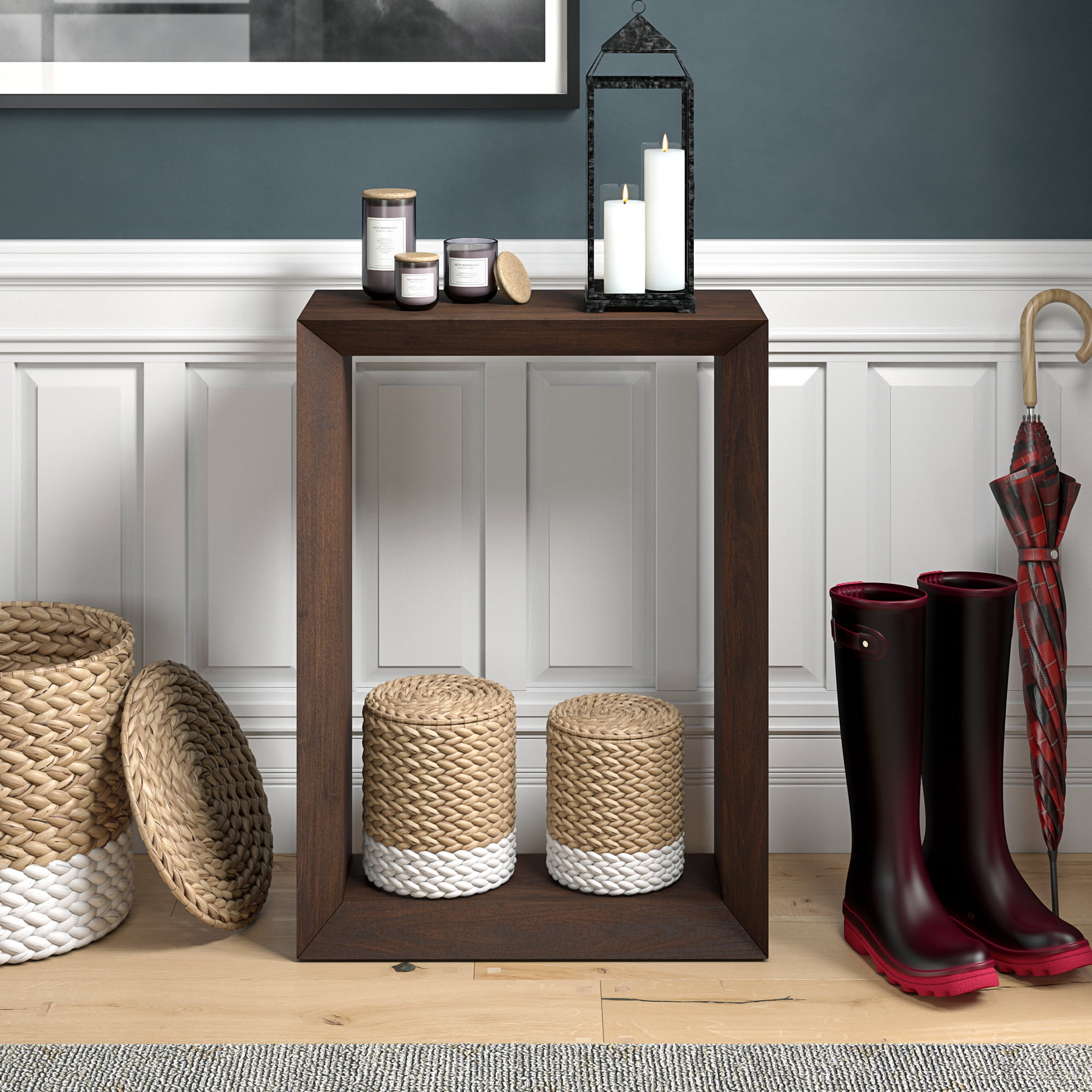 Evelyn&Zoe Modern Farmhouse 22" Wide Alder Brown Console Table - Image 2