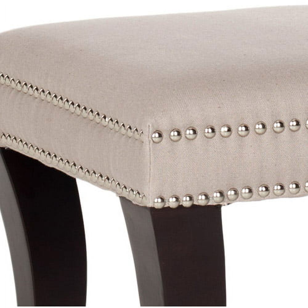 SAFAVIEH Diva Classic Glam Upholstered Ottoman w/ Nail Heads, Taupe - Image 2