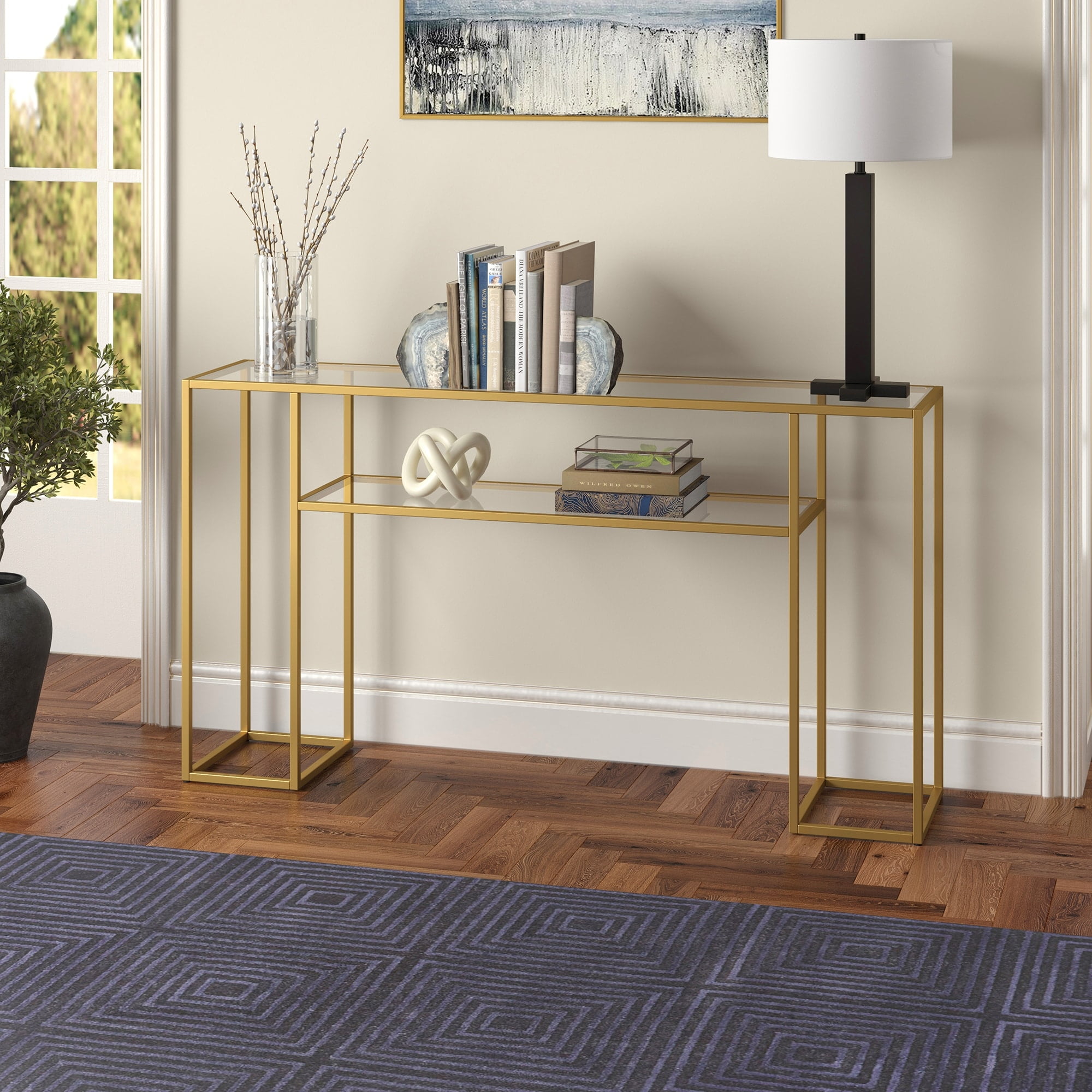 Evelyn&Zoe Marilyn 55" Wide Rectangular Console Table, Blackened Bronze - Image 7