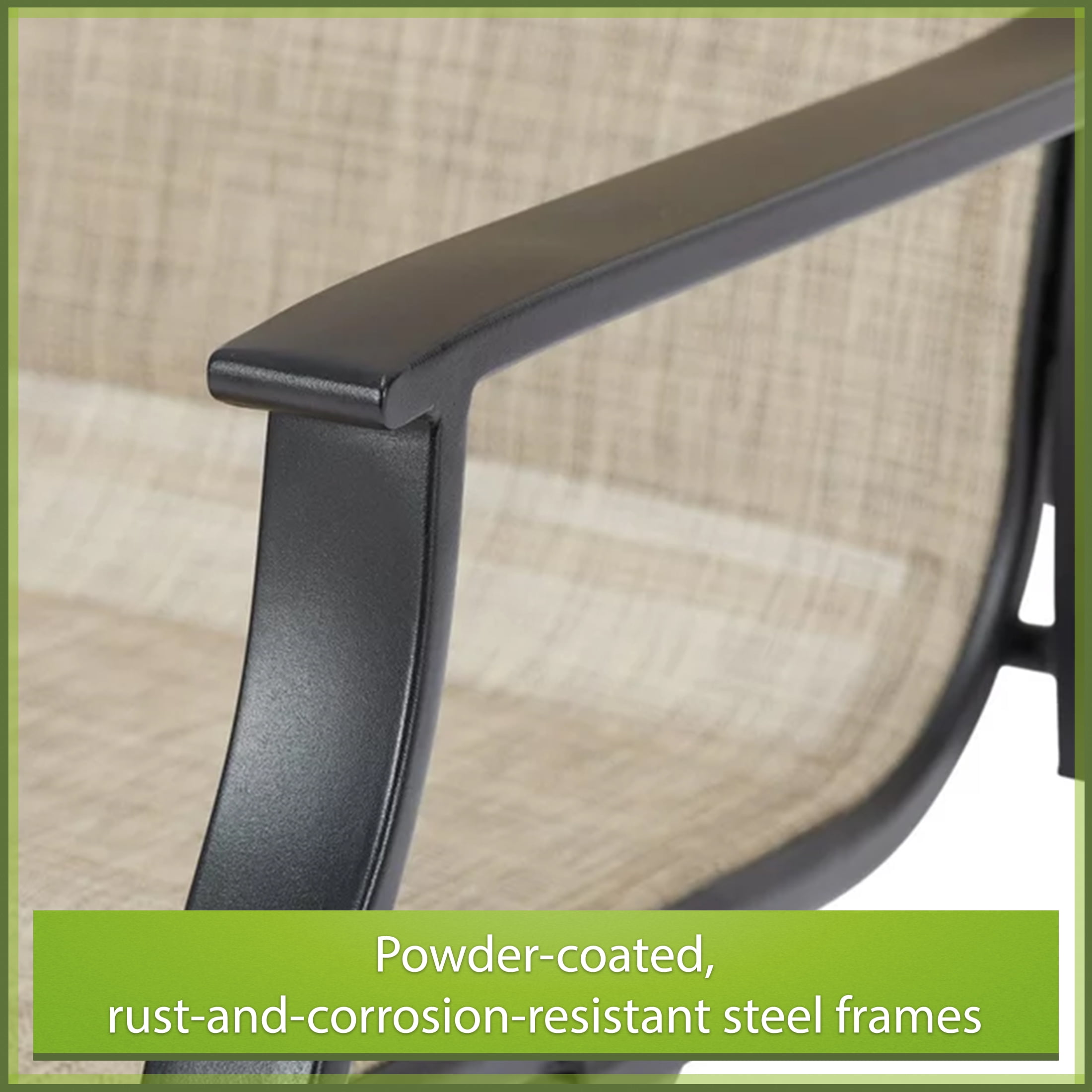 Mainstays Highland Knolls 3-Piece Steel Outdoor Bistro Set, Tan - Image 2