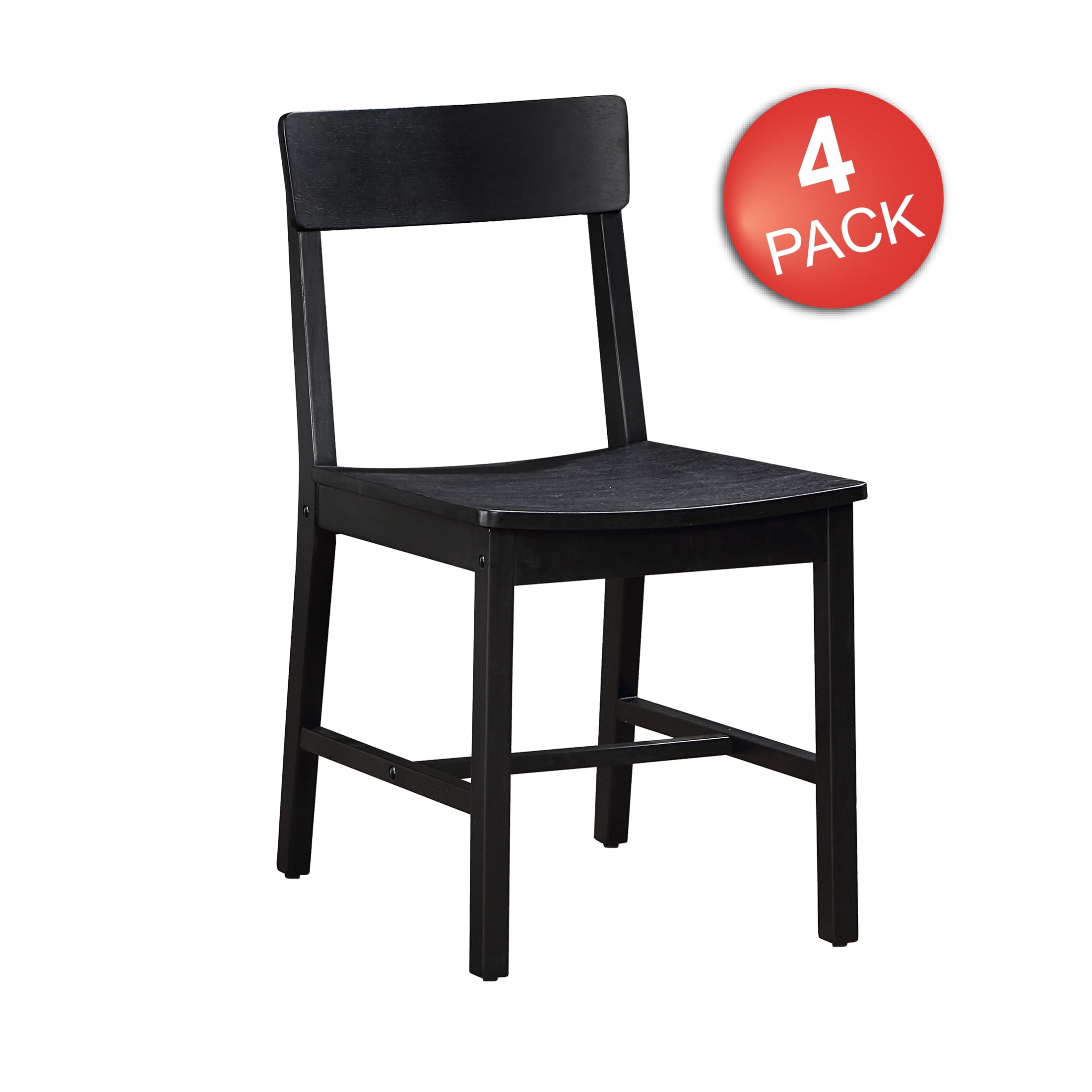 Mainstays Wood Dining Chair 4 Pack, Black Color, Wood Seat Pad, Include 4 Chairs for Indoor - Image 5