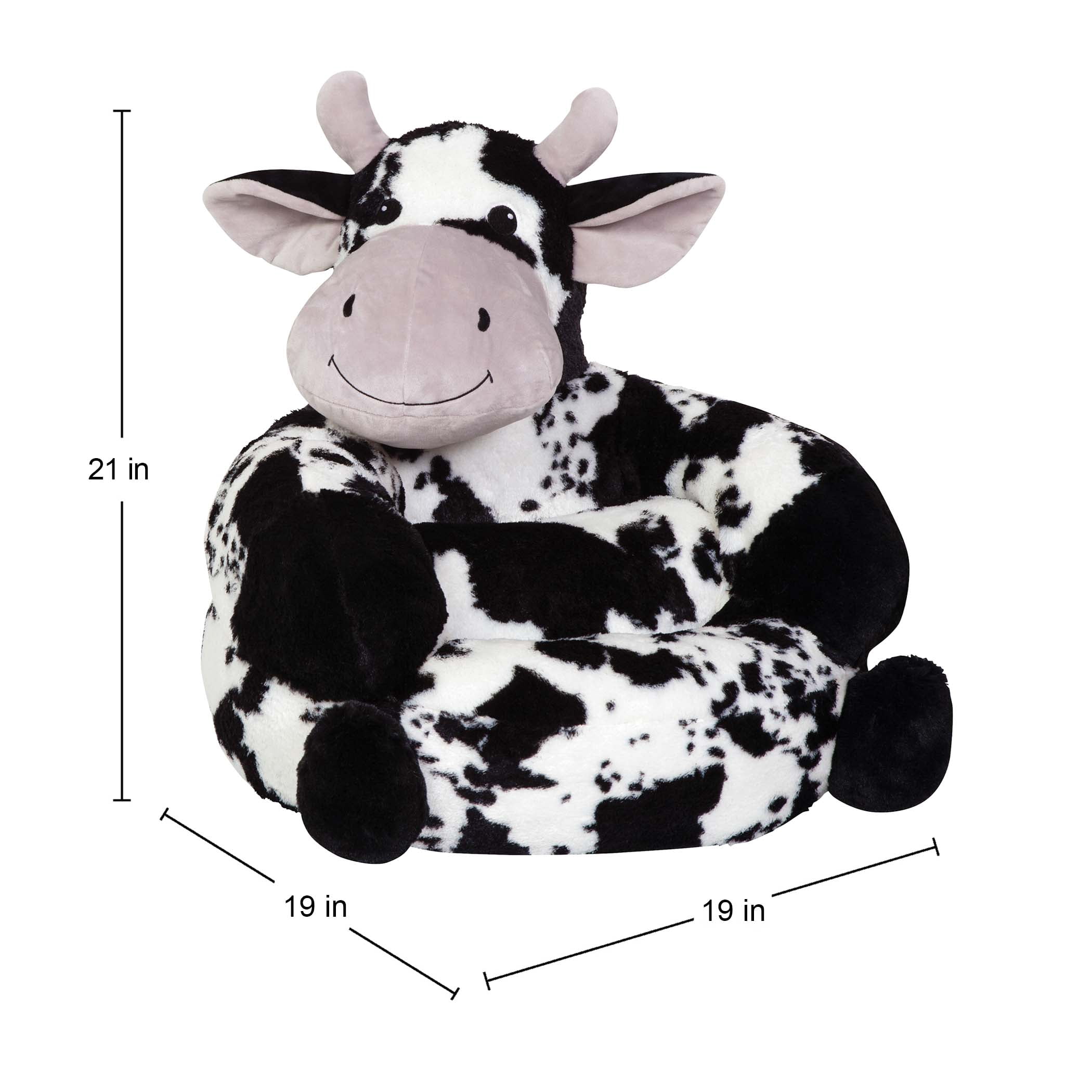Trend Lab Toddler Plush Black and White Cow Character Chair - Image 3