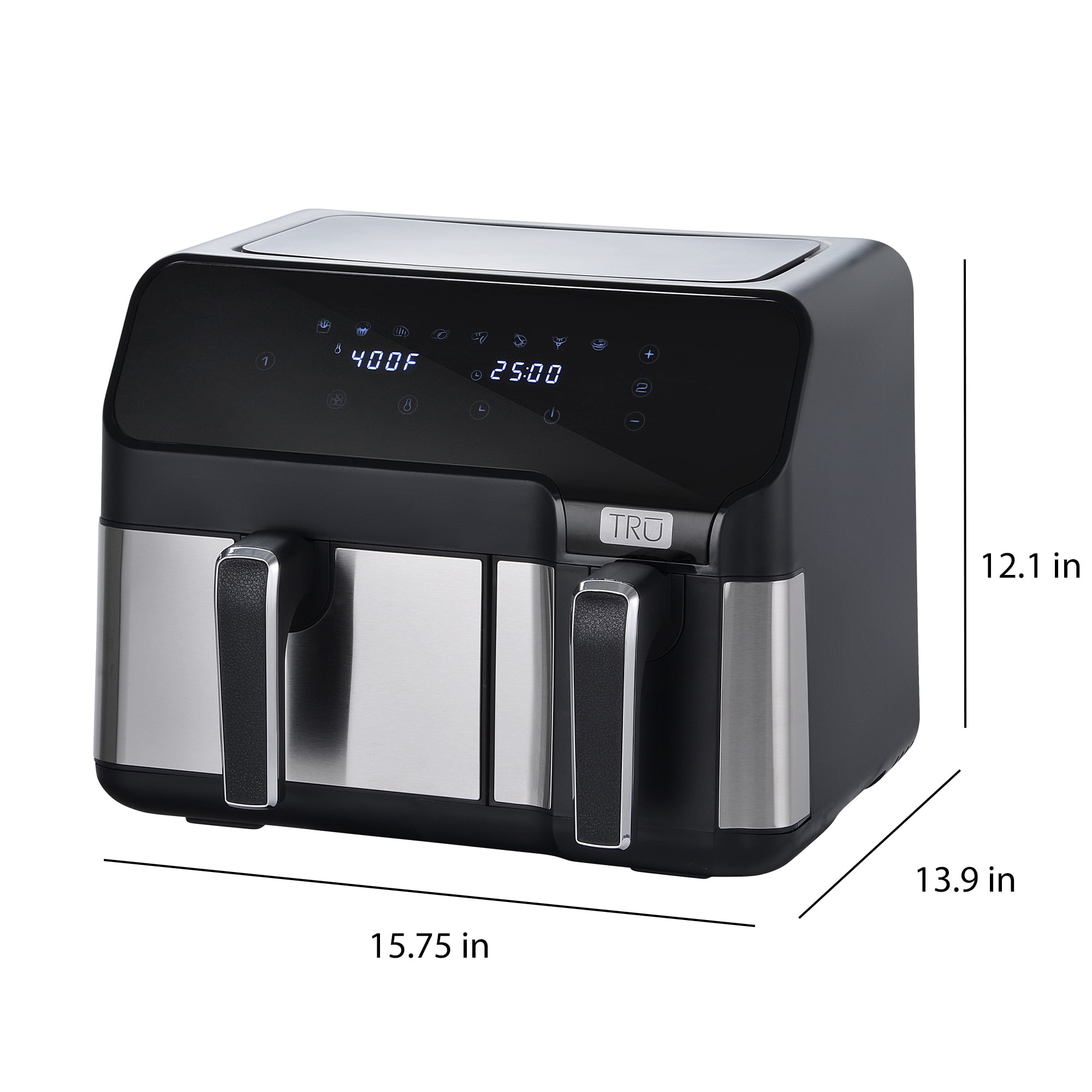 TRU 9 Quart Dual Basket Digital Air Fryer Black and Stainless - Image 5