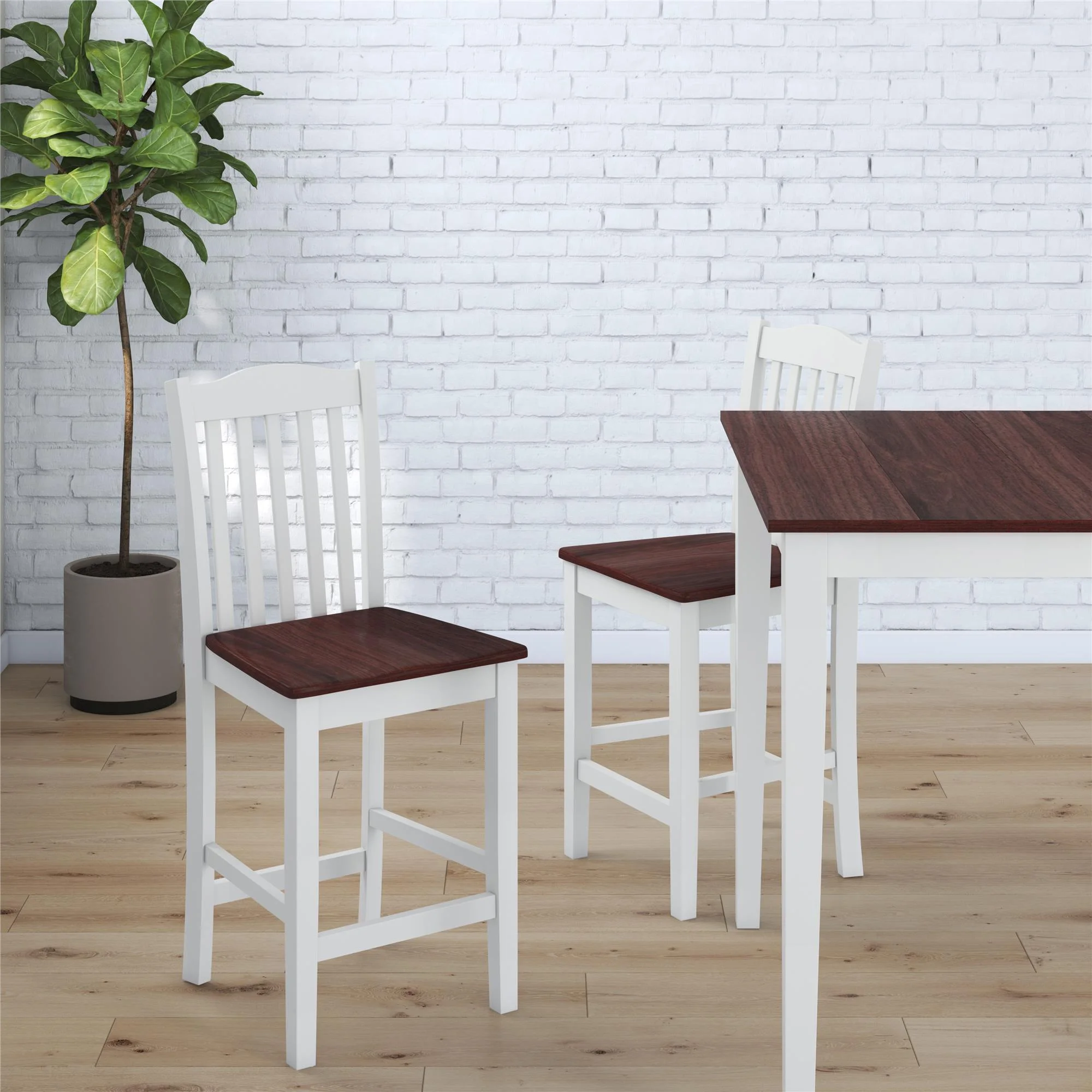 DHP Shiloh 3-Piece Counter Height Dining Set, Rustic Mahogany/White - Image 5