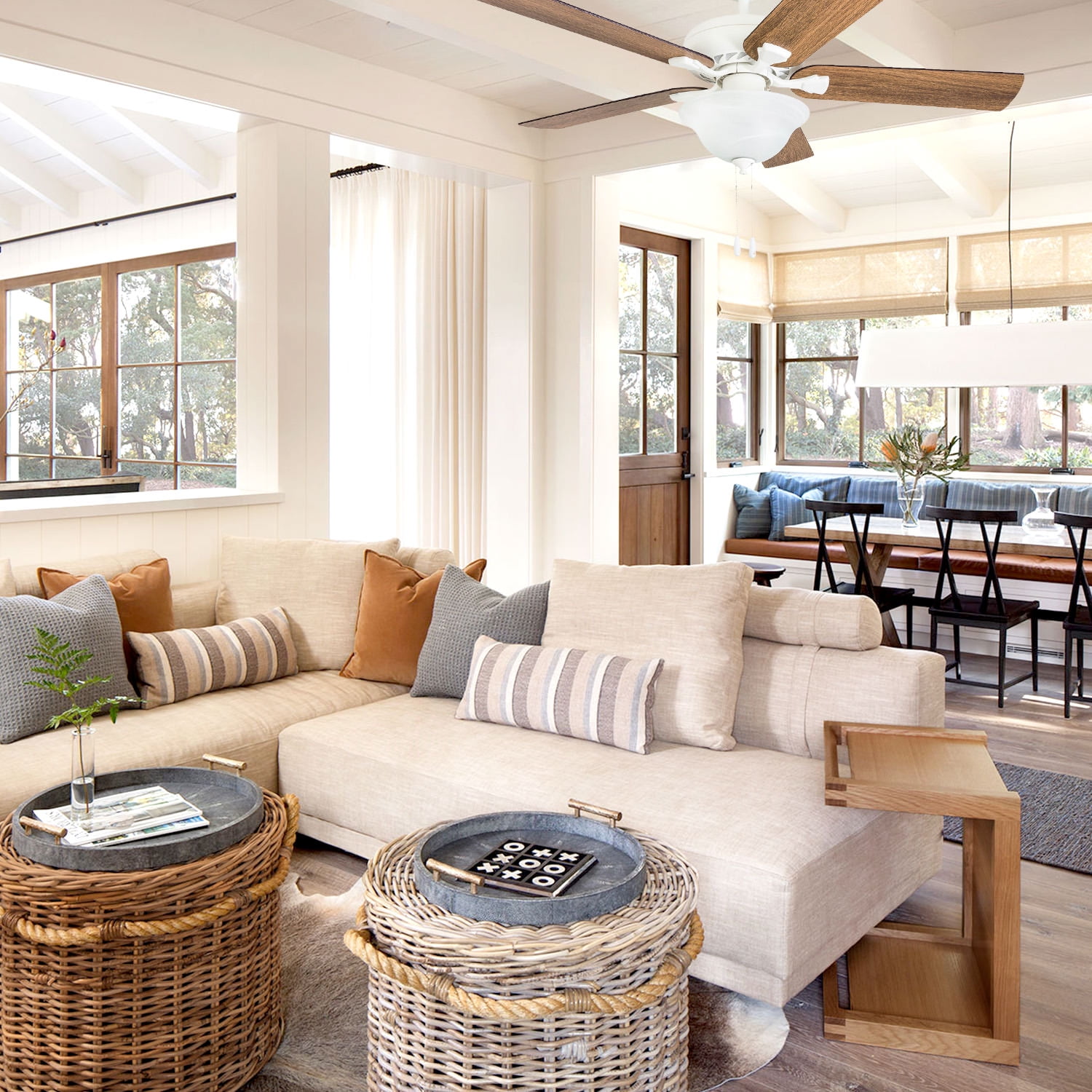 Prominence Home 50673-35 Elm Creek Farmhouse 52-Inch Canary White Indoor Ceiling Fan, LED Bowl Light with Barnwood/Tumbleweed Blades - Image 7