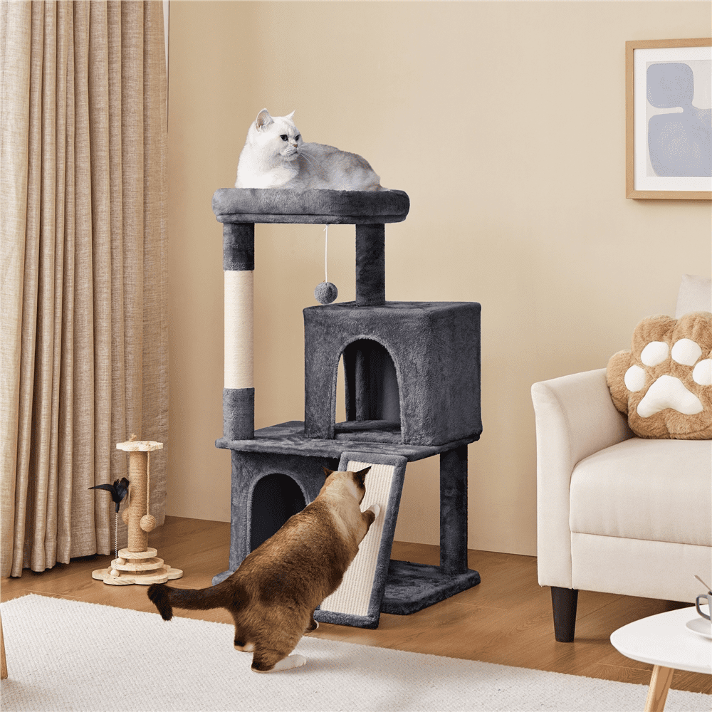 Alden Design 42" Multilevel Cat Tree Tower with Double Condos for Cats Kittens, Dark Gray - Image 8