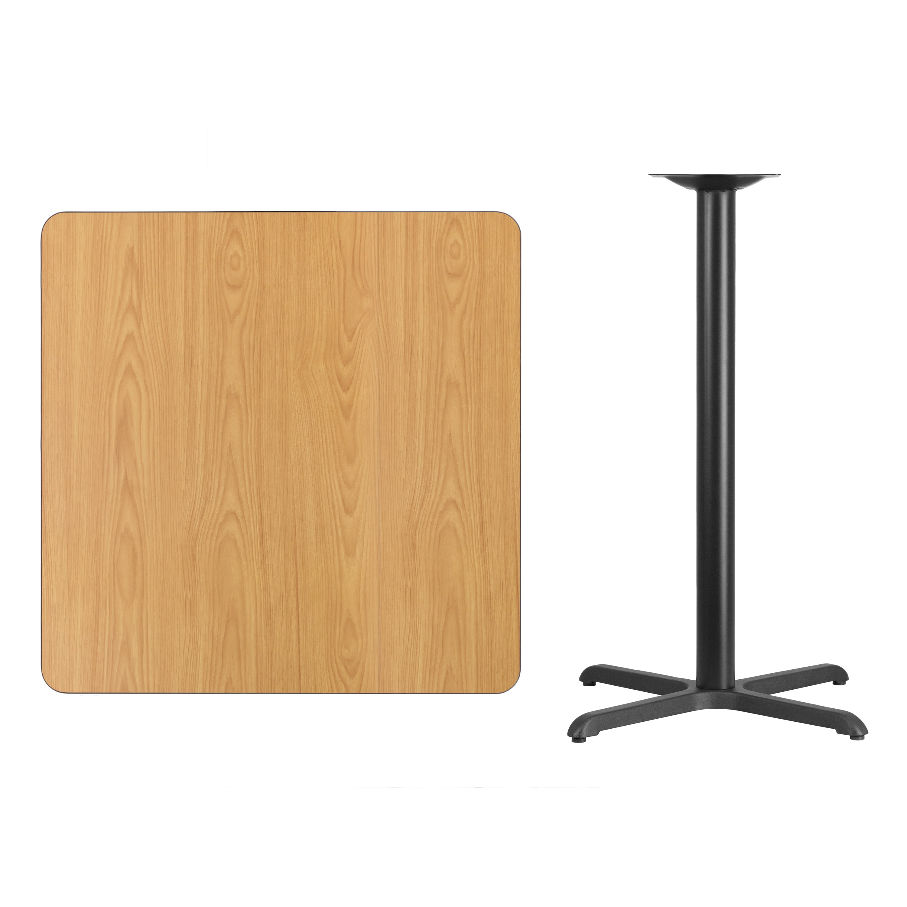 Flash Furniture 36'' Square Natural Laminate Table Top with 30'' x 30'' Bar Height Table Base - Image 2