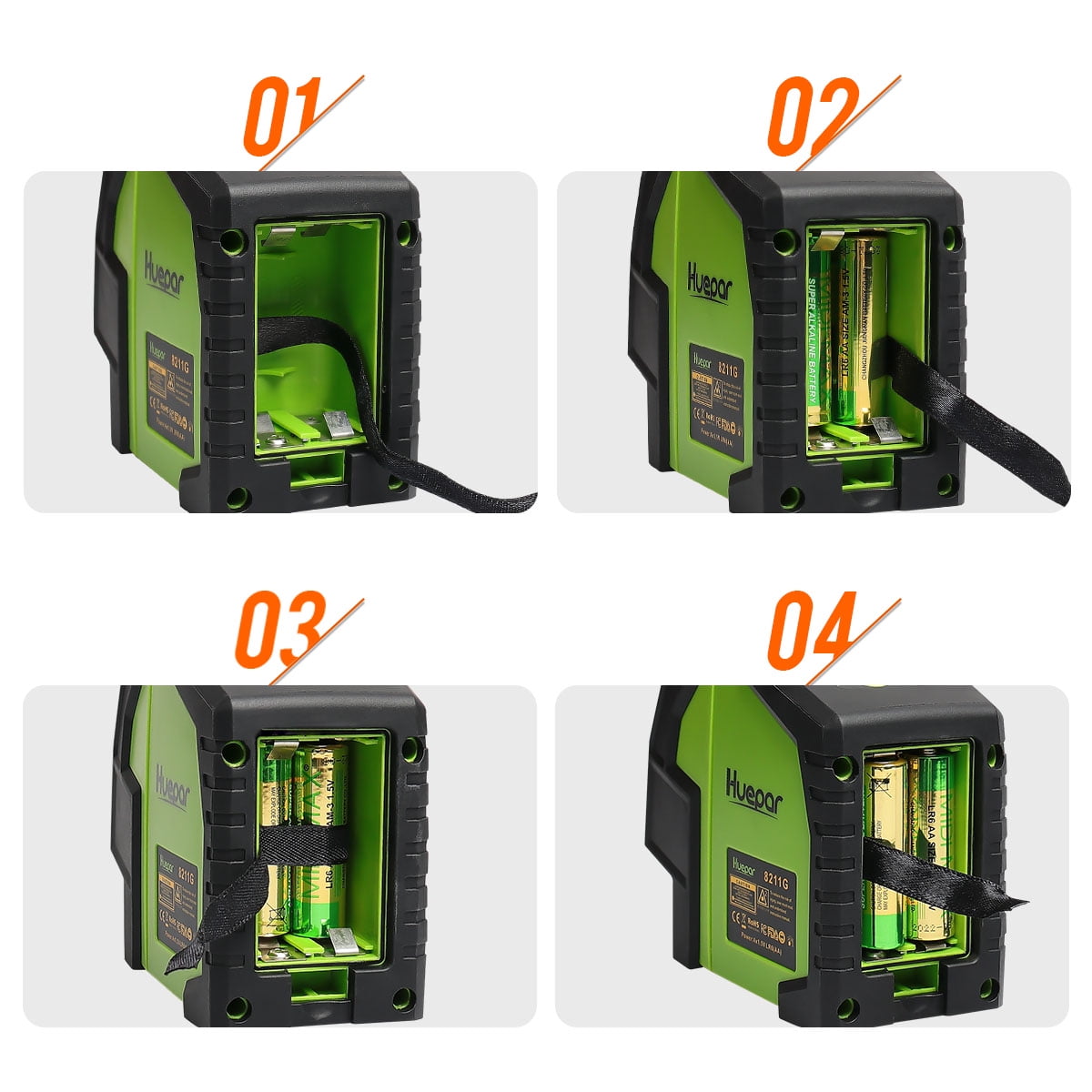 Huepar Cross Line Laser Level Green Beam Self-Leveling Laser Leveler Tools with 2 Plumb Dots 8211G - Image 6