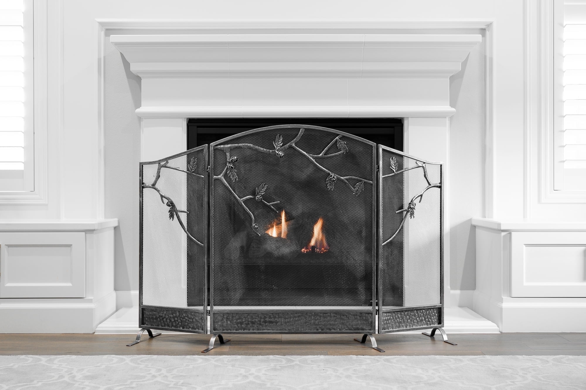 Barton Premium Fireplace Screen, 3-Panel 53" x 36" Decorative Tree Branch Freestanding Fireplace Cover, Decorative Spark Guard Gate - Image 4