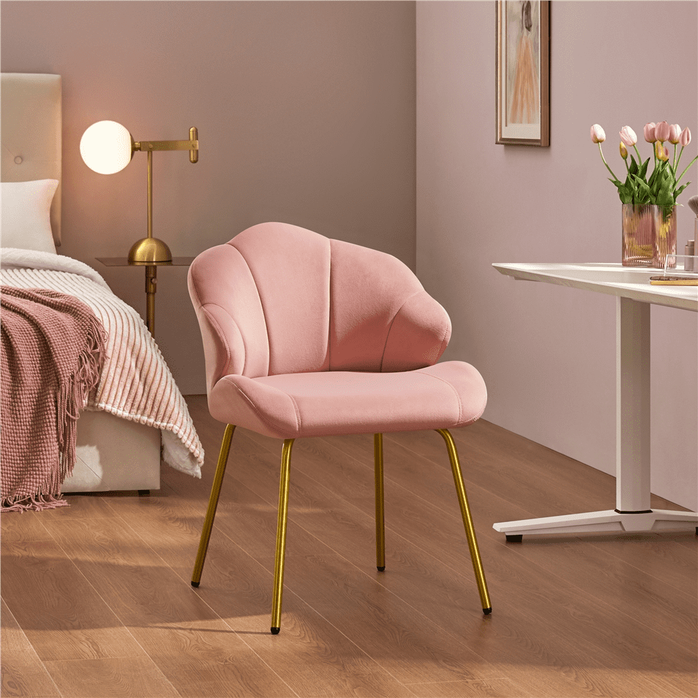 Renwick Modern Velvet Accent Chair with Golden Metal Legs for Living Room, Pink - Image 12