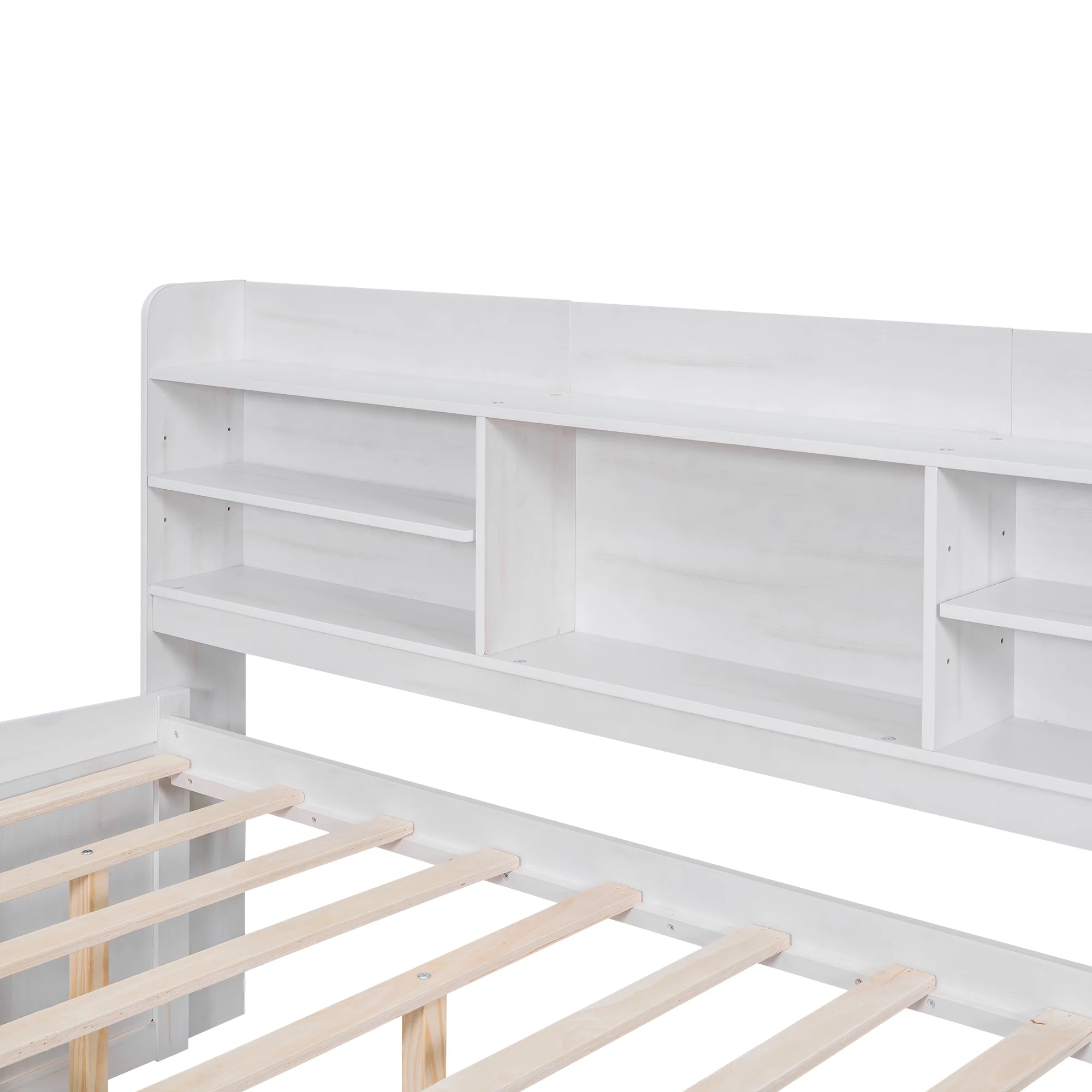 Euroco Wood Full Size Daybed with Shelf, Trundle and Drawers, Wood Captain Platform Bed with Staorage, 3 Drawers and Trundle, White - Image 13